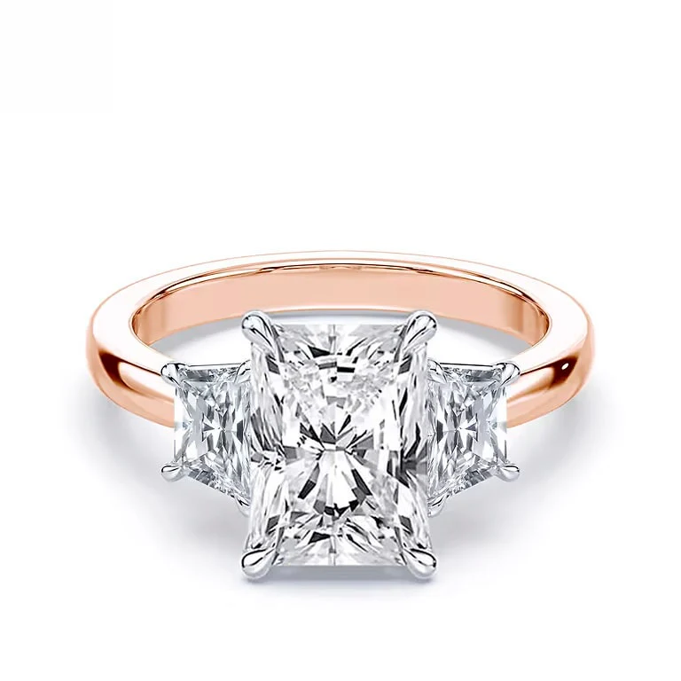 Radiant Cut Trapezoid Three Stone