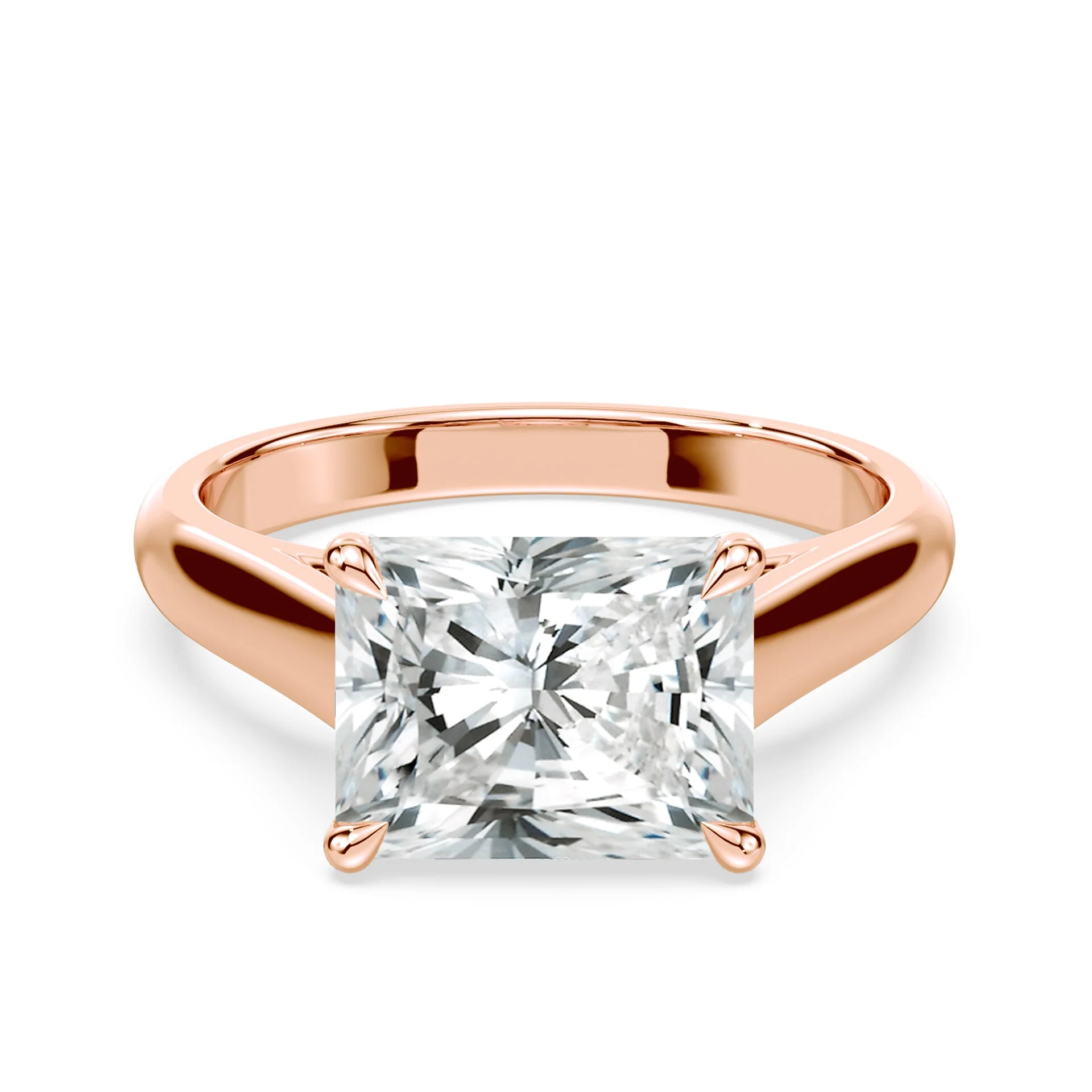 East-West Radiant Cut Cathedral Ring