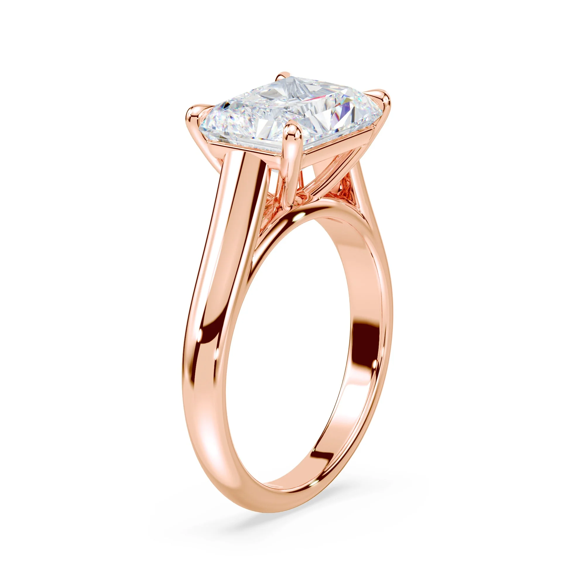 East-West Radiant Cut Cathedral Ring - Image 2