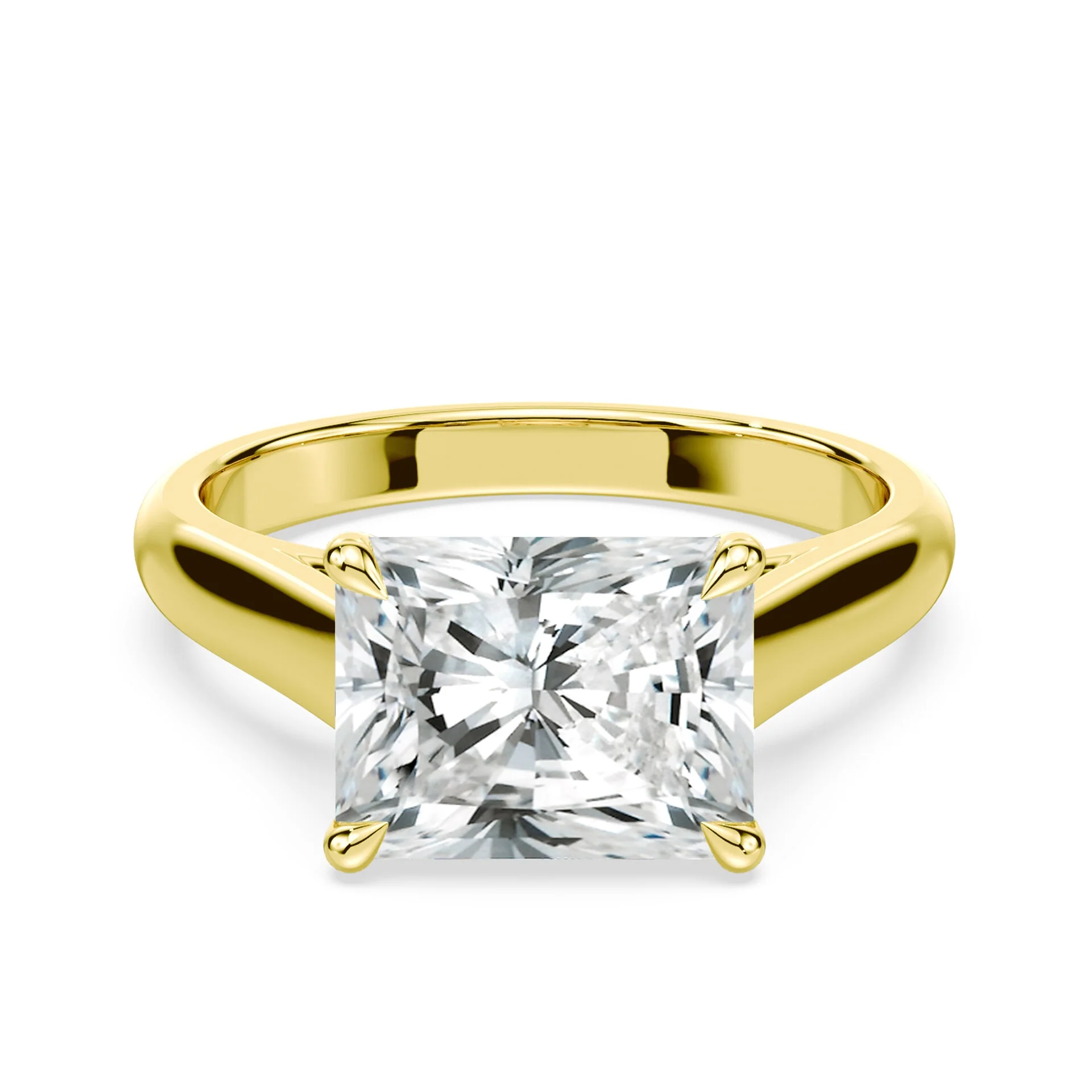 East-West Radiant Cut Cathedral Ring