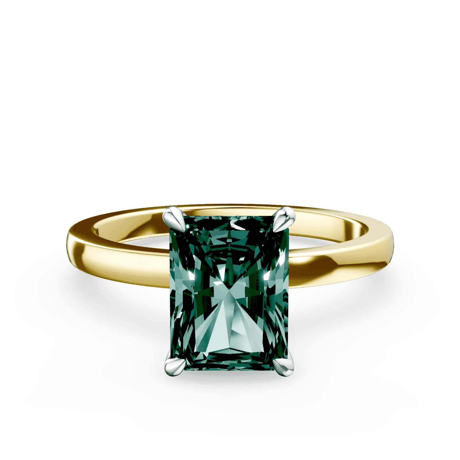 Radiant Cut Green Diamond Ring