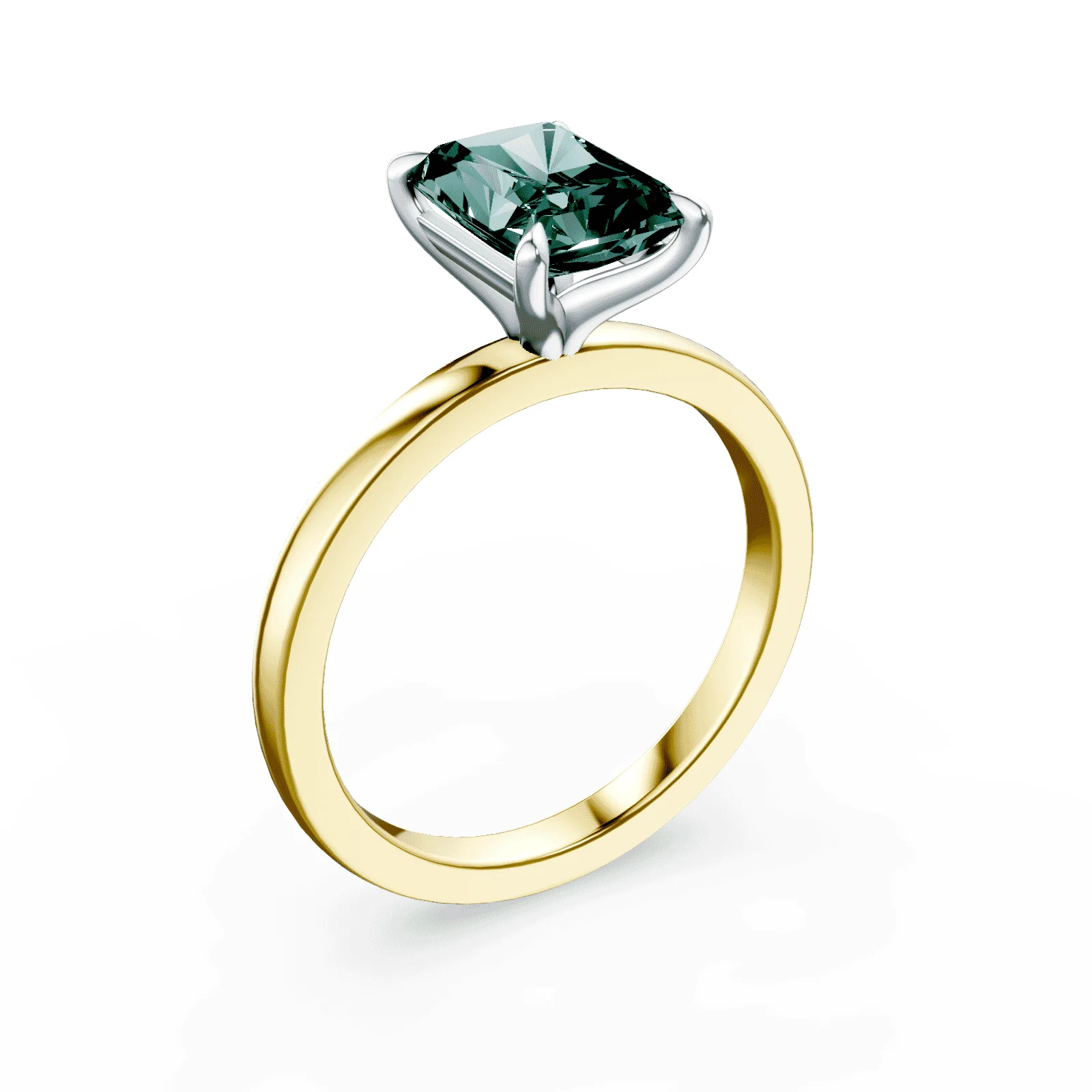 Radiant Cut Green Diamond Ring - Image 2