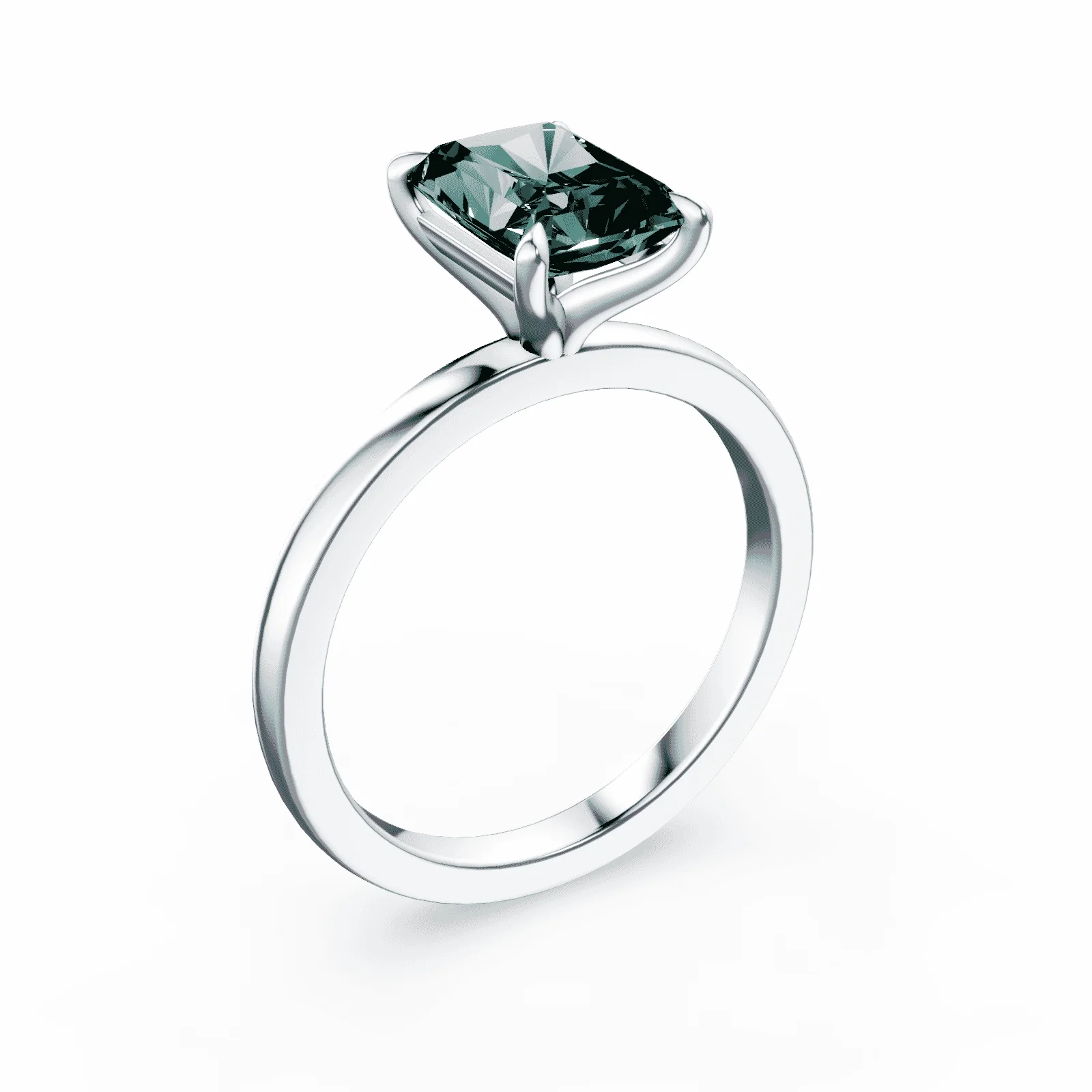 Radiant Cut Green Diamond Ring - Image 2