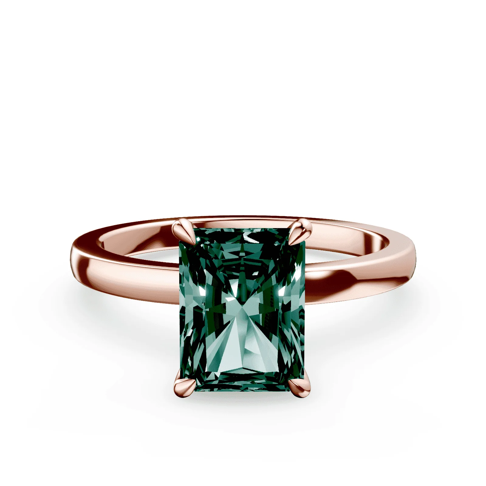 Radiant Cut Green Diamond Ring