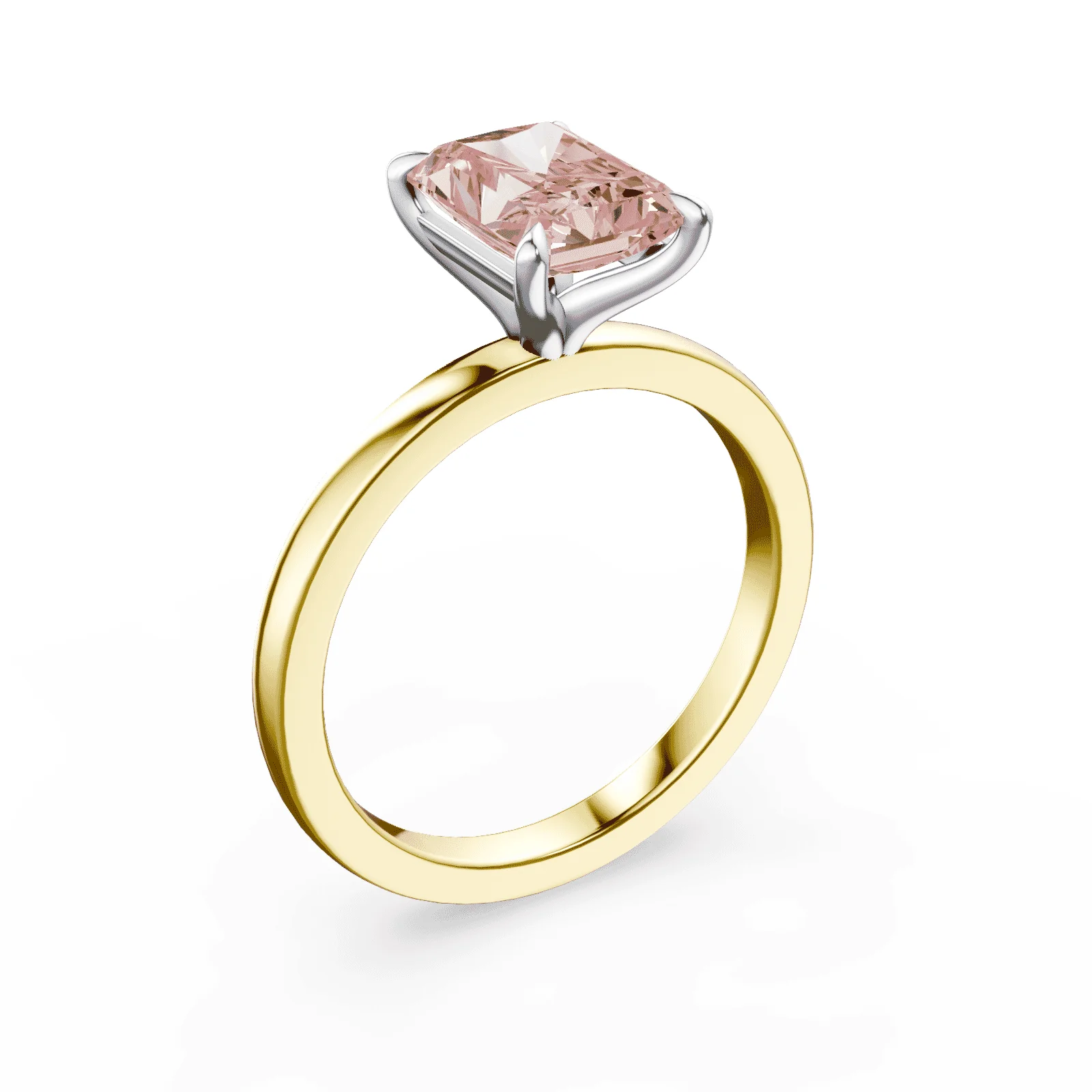Radiant Cut Pink Diamond Ring - Image 2