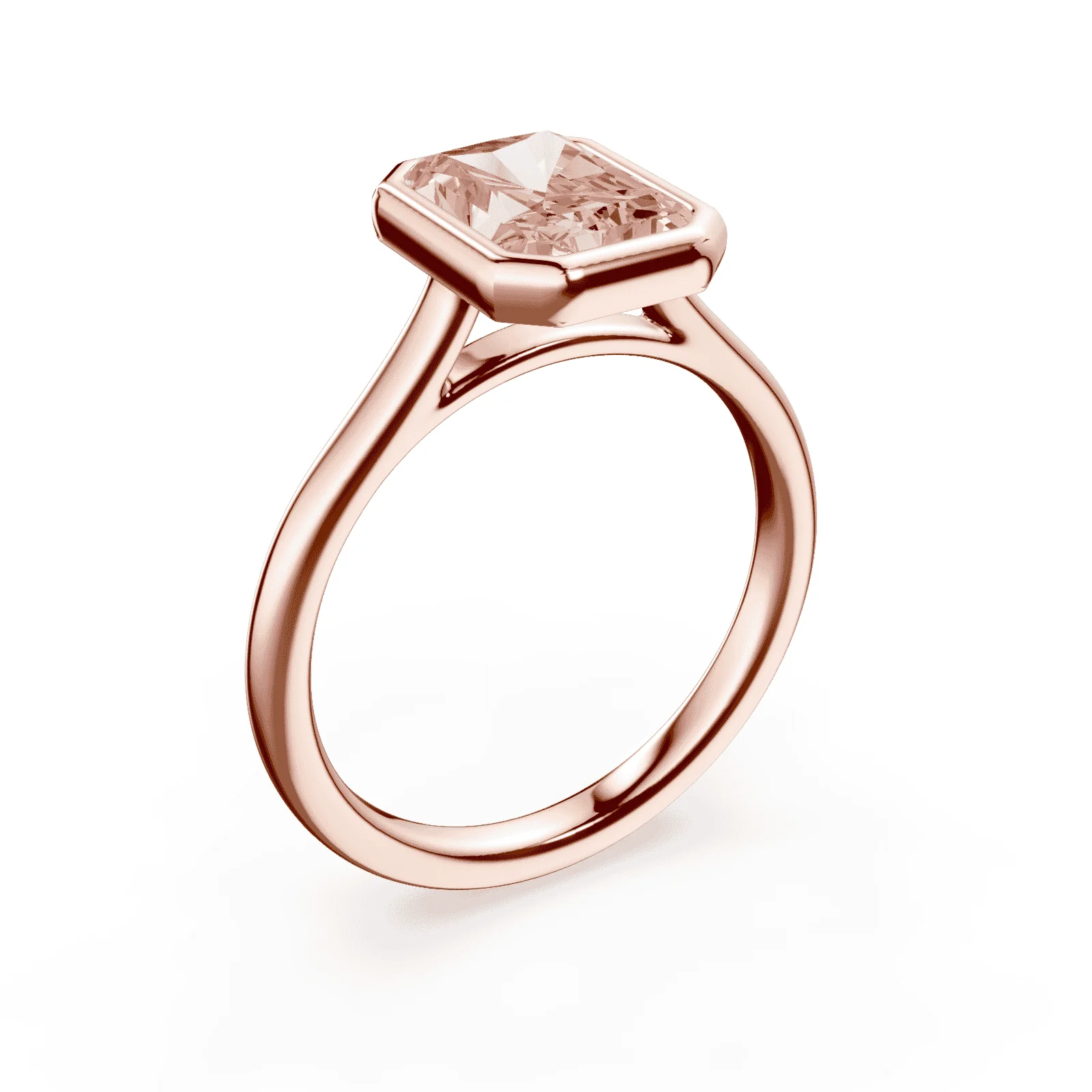 Radiant Cut Cathedral Bezel Pink Diamond Ring - Image 2