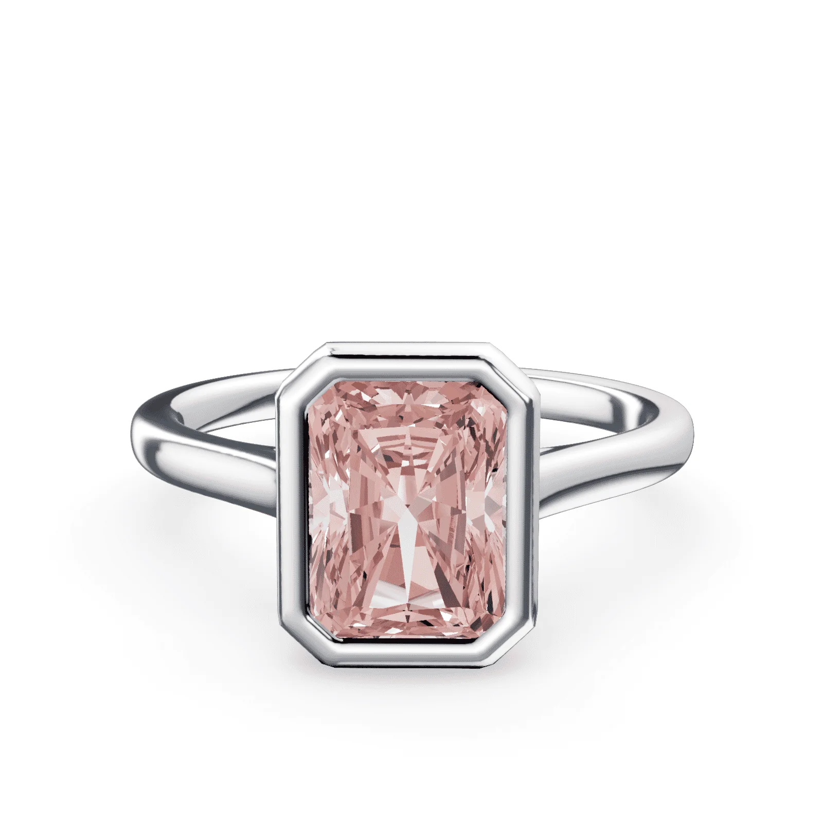 Radiant Cut Cathedral Bezel Pink Diamond Ring