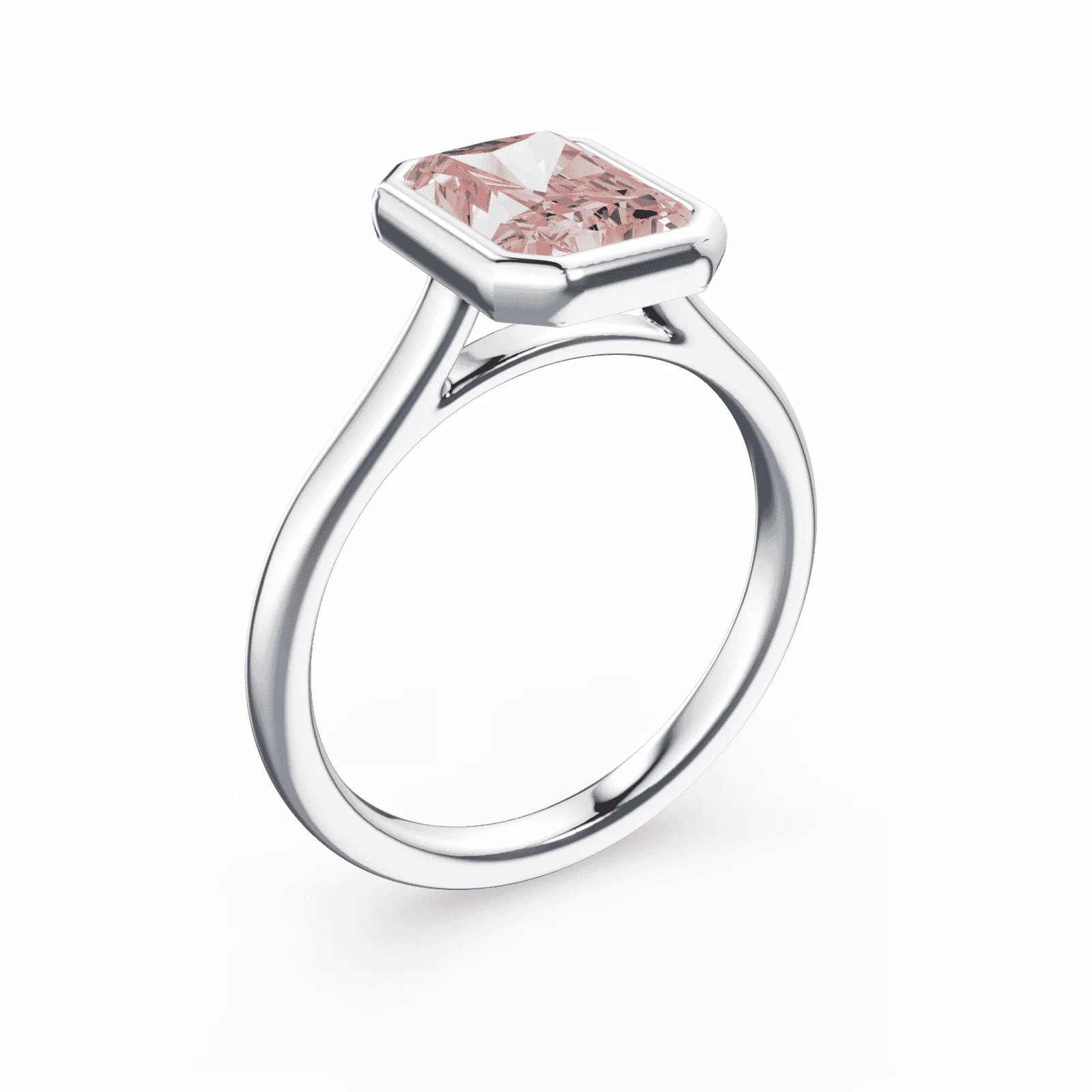 Radiant Cut Cathedral Bezel Pink Diamond Ring - Image 2