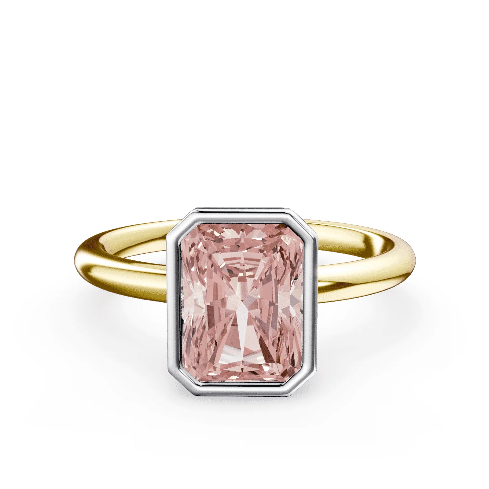 Radiant Cut Bezel Pink Diamond Ring