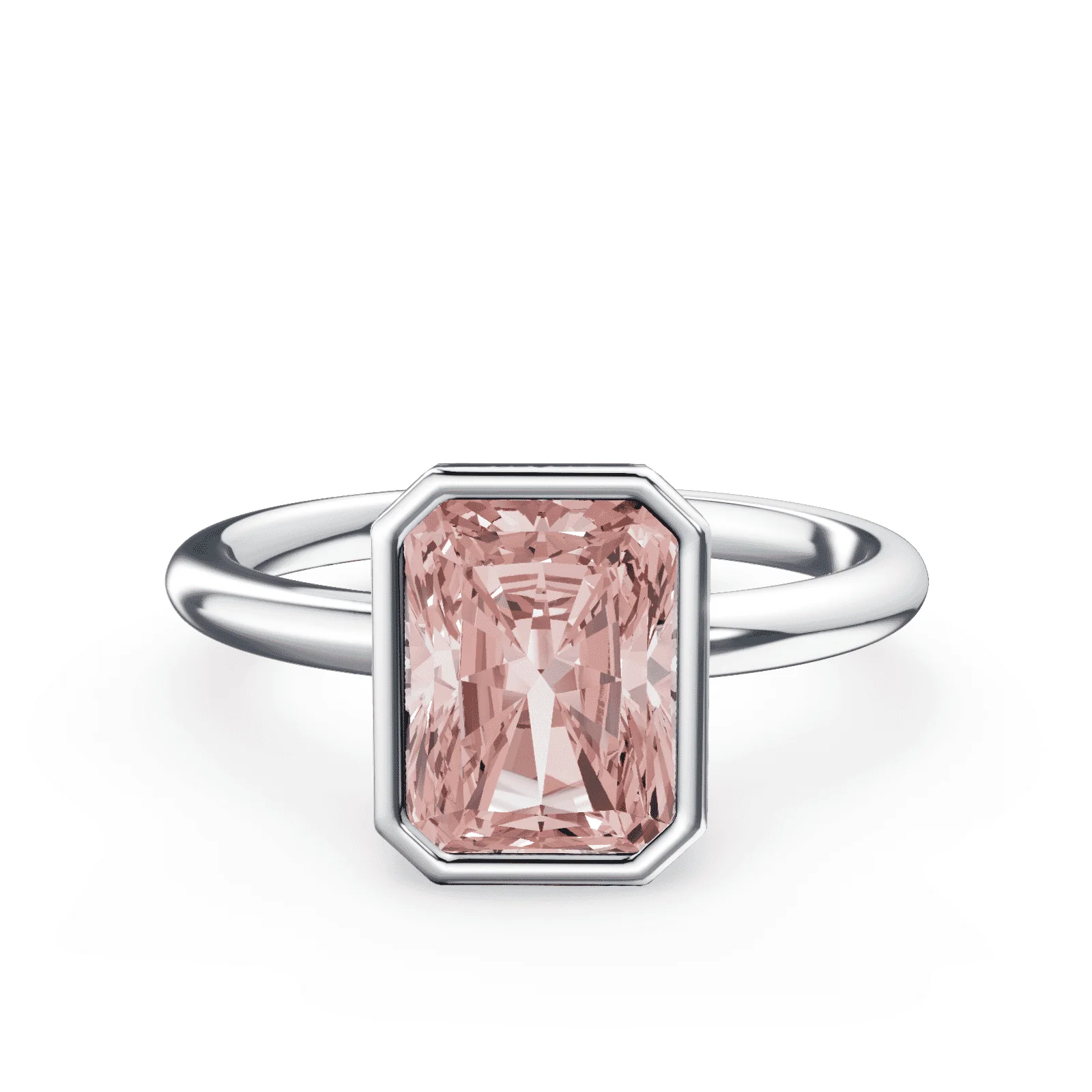 Radiant Cut Bezel Pink Diamond Ring