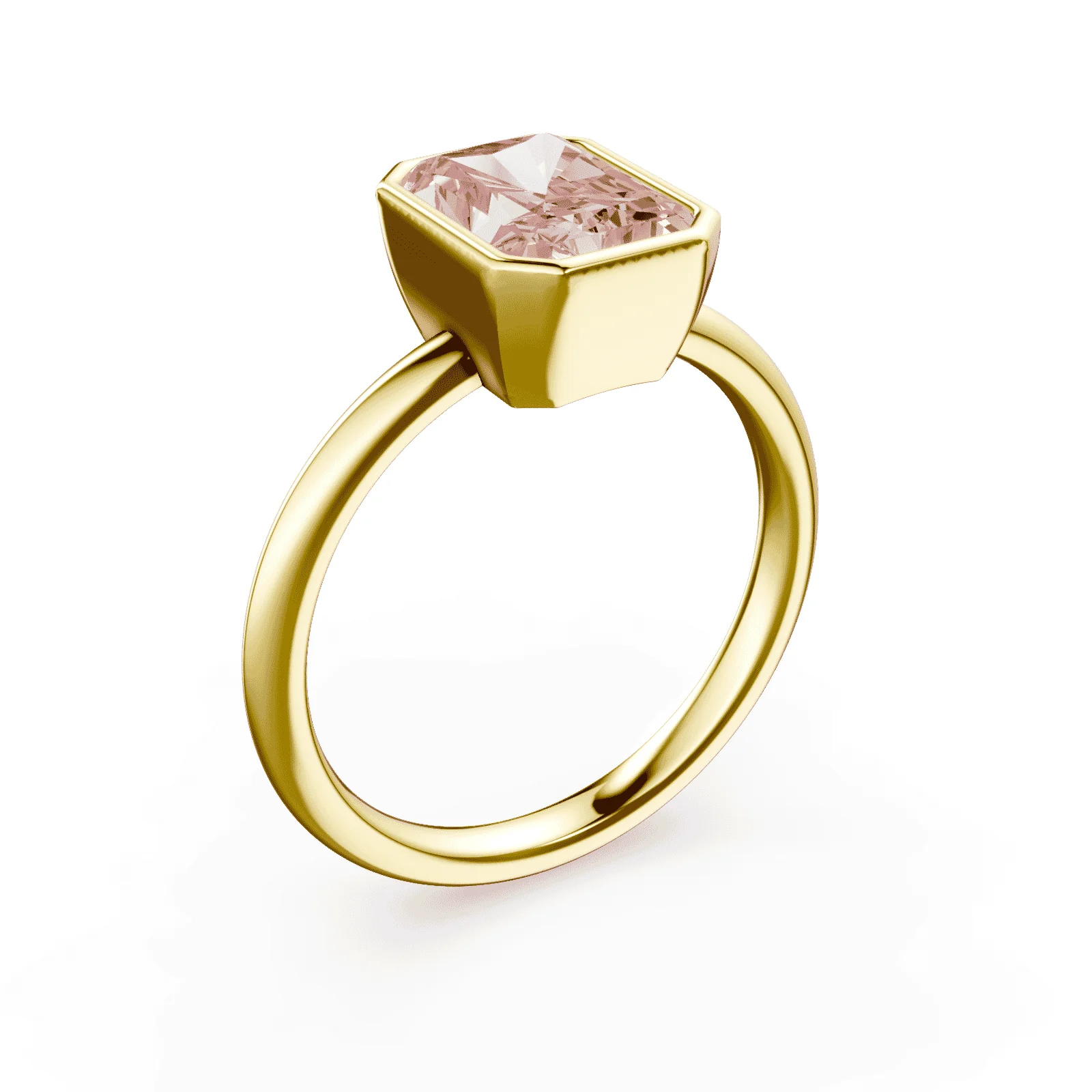 Radiant Cut Bezel Pink Diamond Ring - Image 2