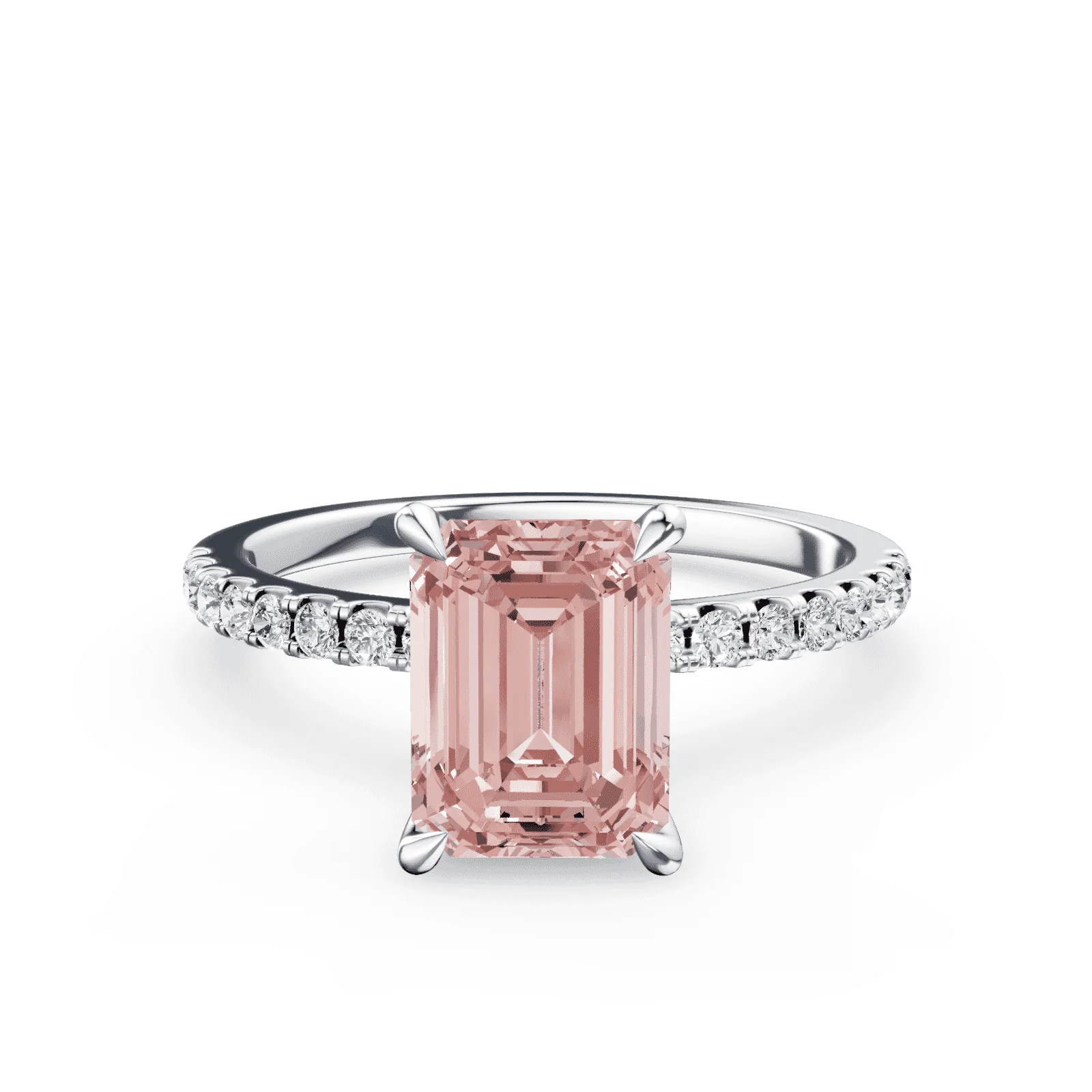 Radiant Cut Pink Diamond Pave Ring