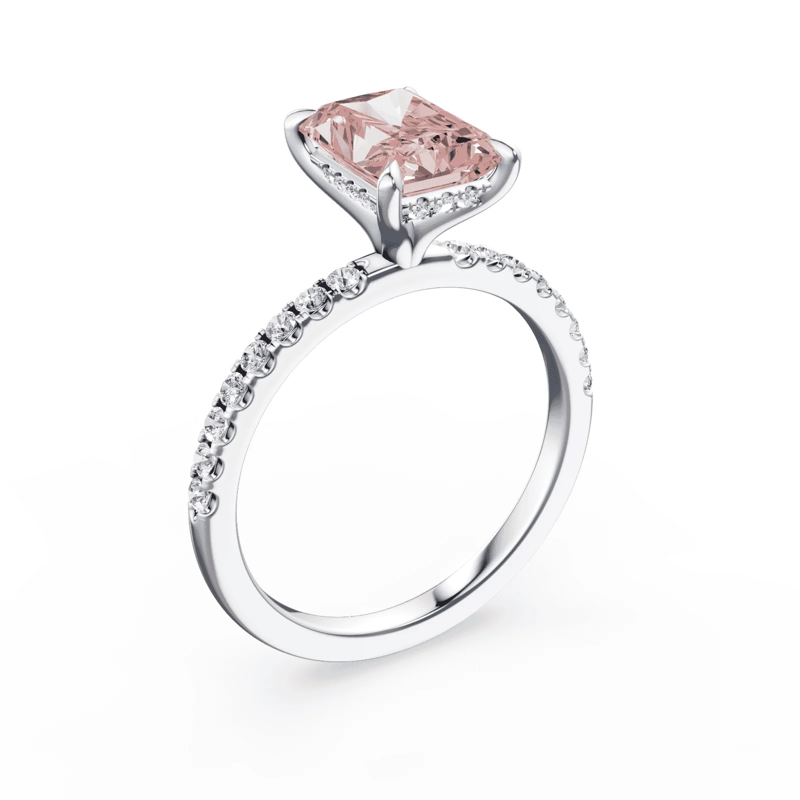 Radiant Cut Pink Diamond Pave Ring - Image 2