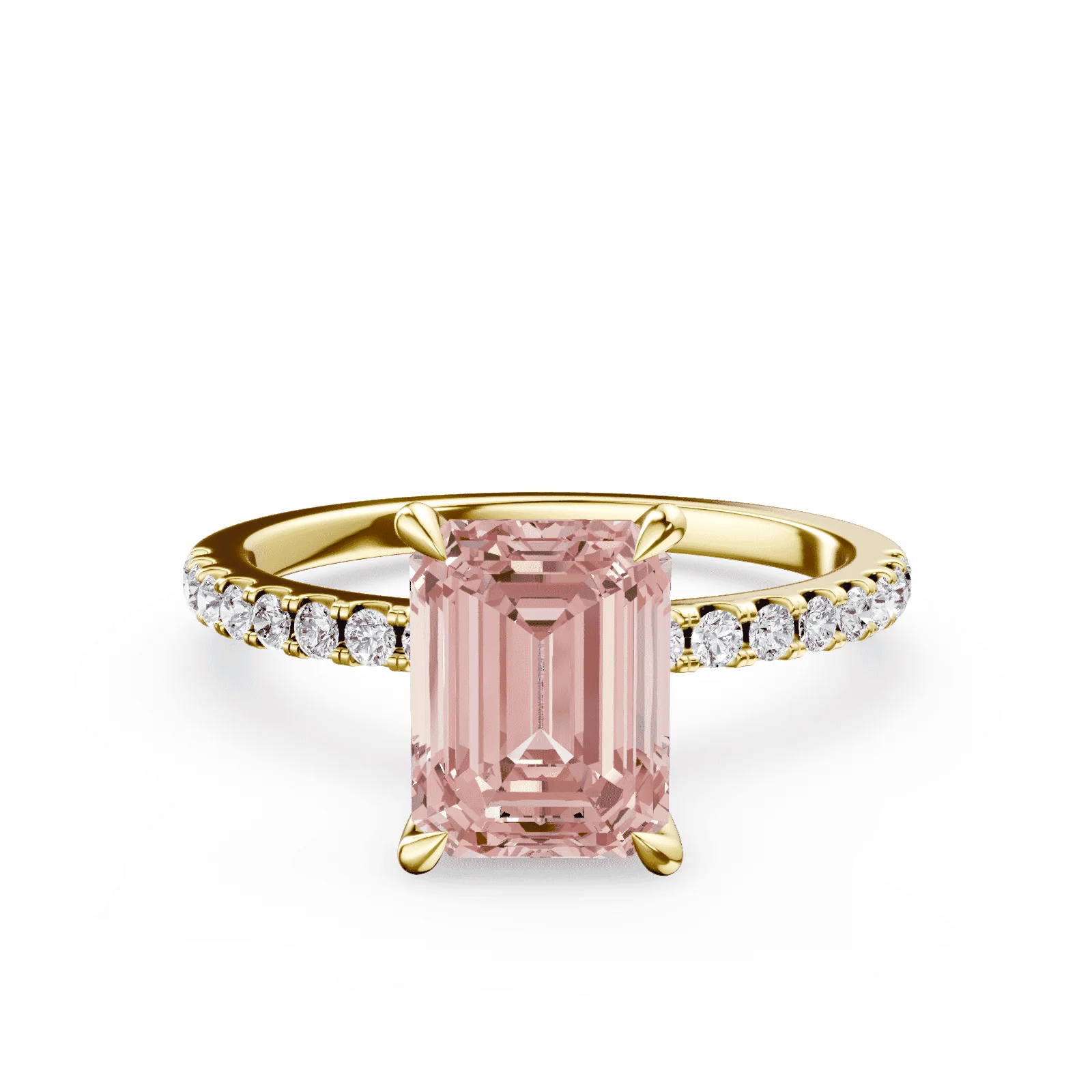 Radiant Cut Pink Diamond Pave Ring