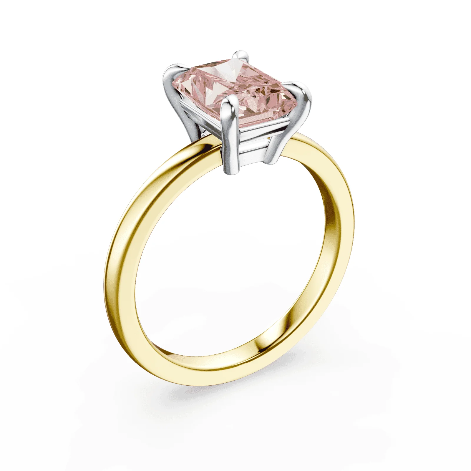 Radiant Cut Low Profile Pink Diamond Ring - Image 2