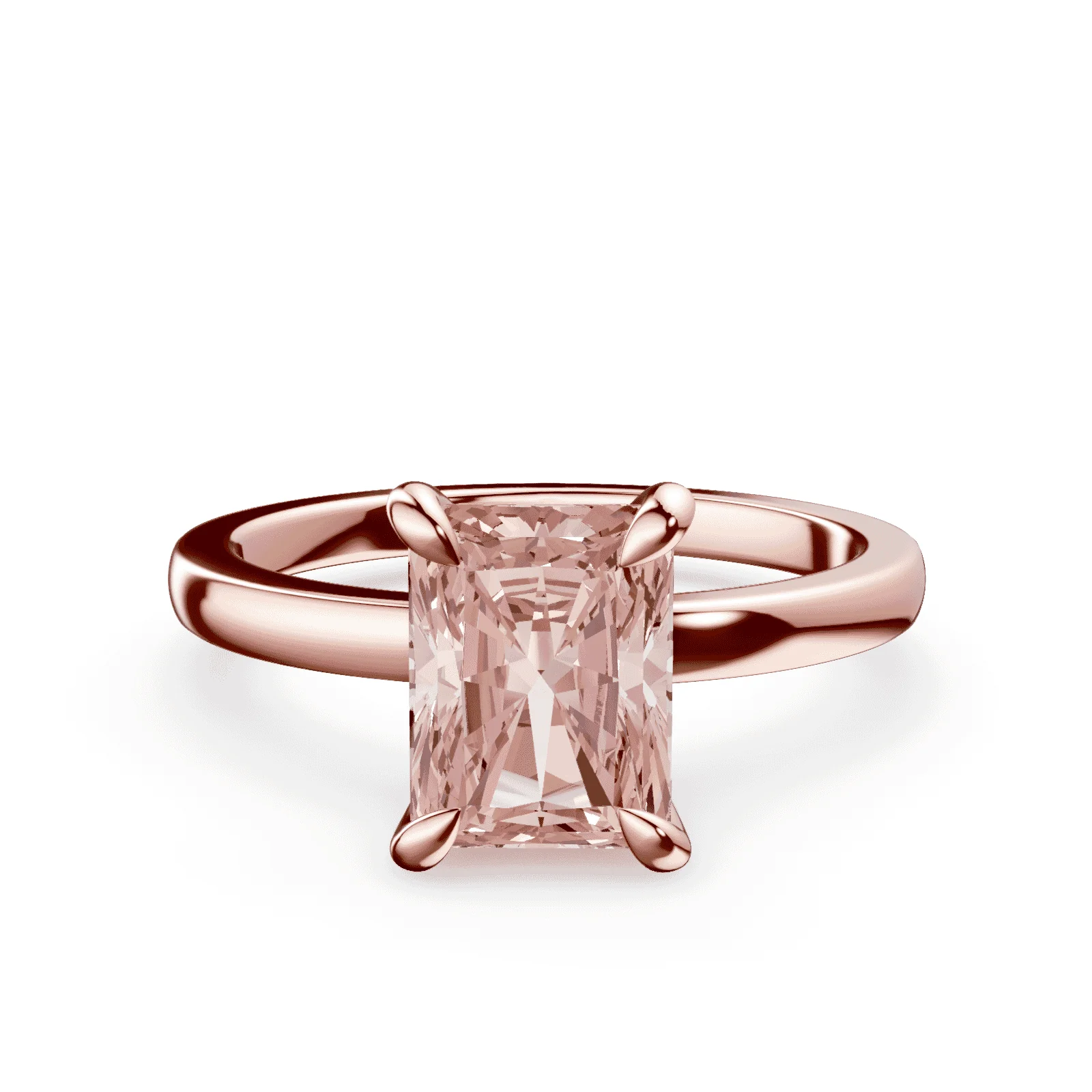 Radiant Cut Low Profile Pink Diamond Ring
