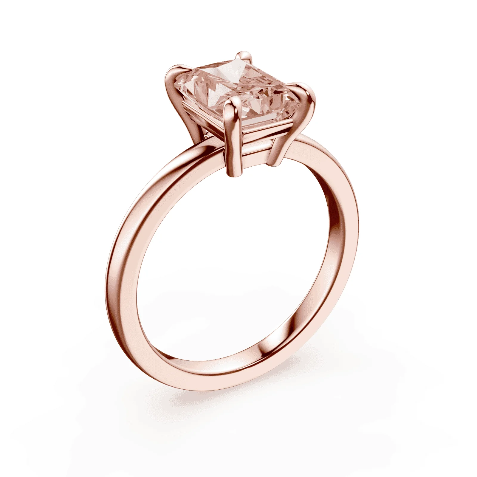 Radiant Cut Low Profile Pink Diamond Ring - Image 2