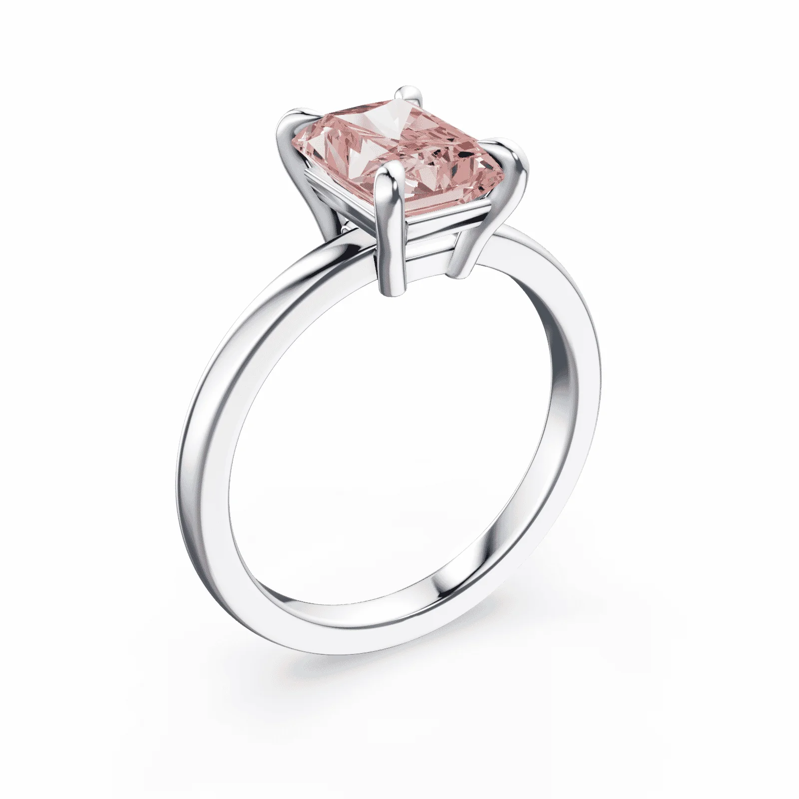Radiant Cut Low Profile Pink Diamond Ring - Image 2
