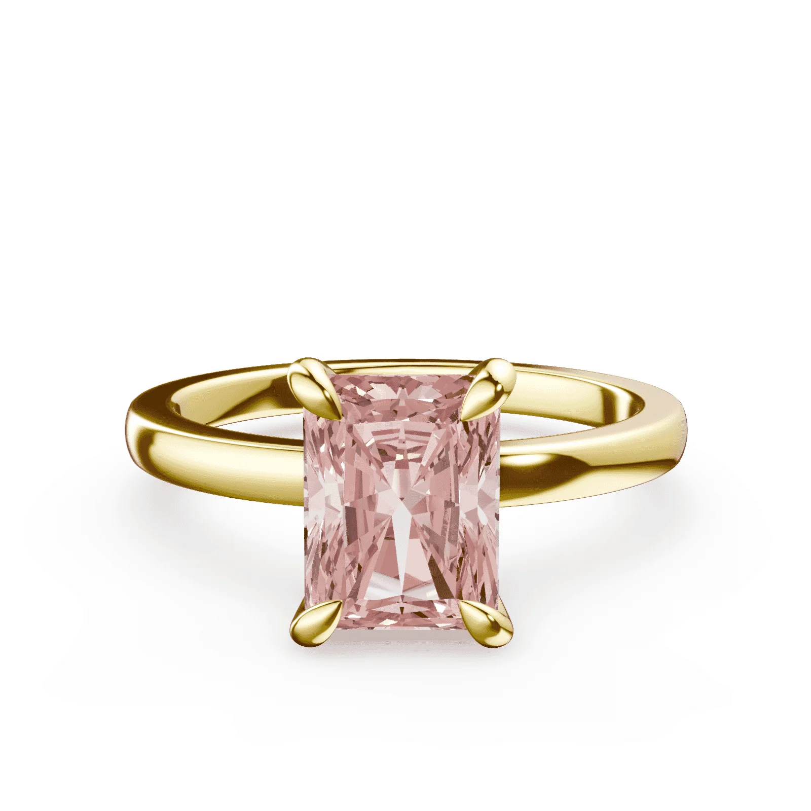 Radiant Cut Low Profile Pink Diamond Ring