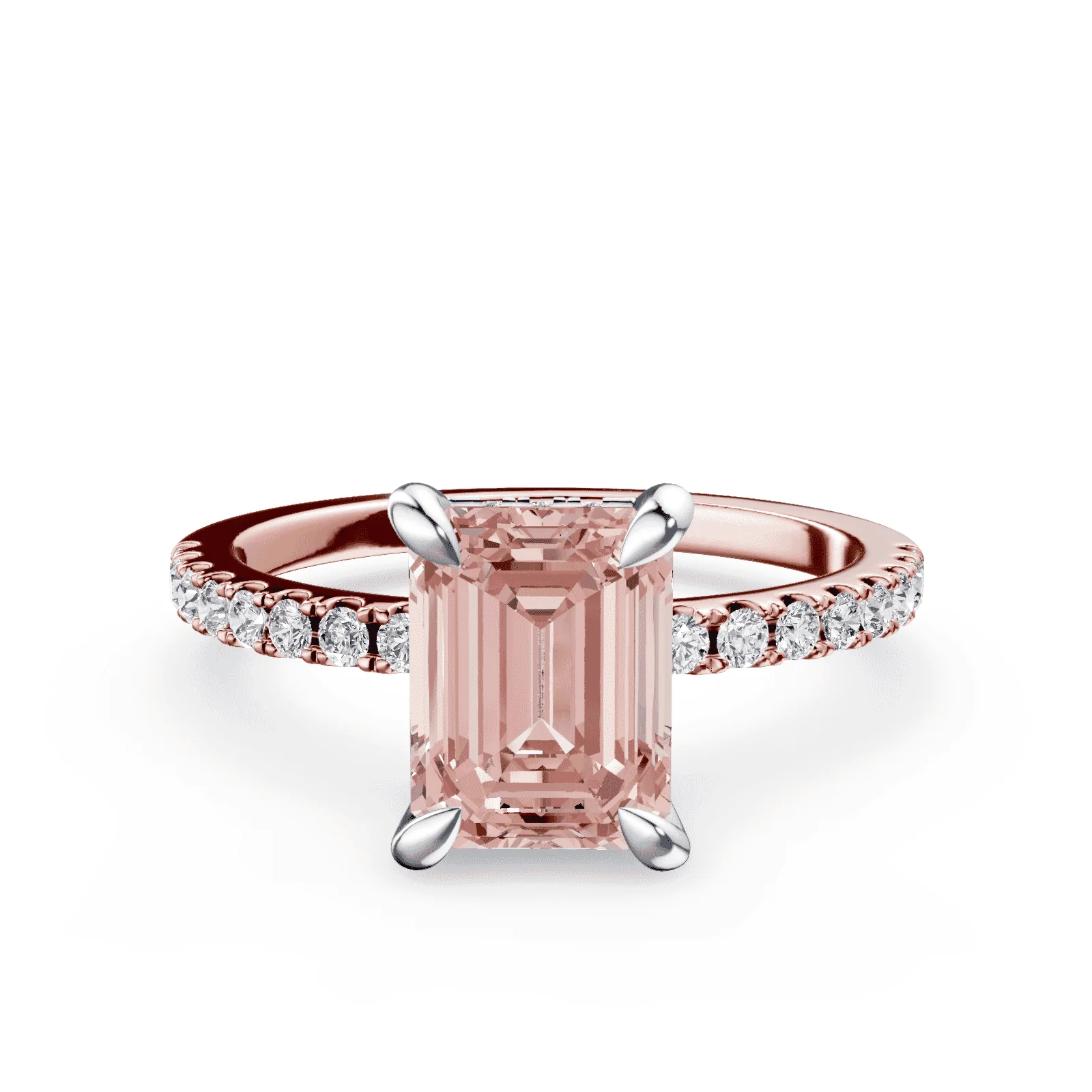 Radiant Cut Low Profile Pink Pave Ring