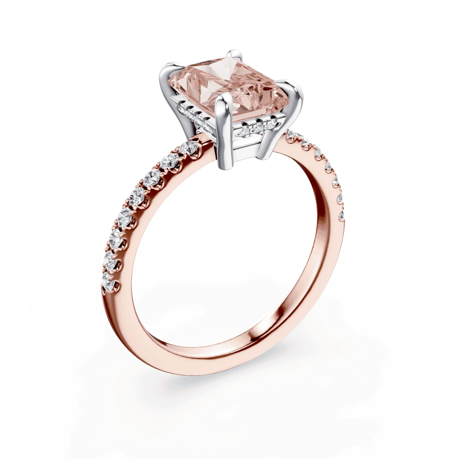 Radiant Cut Low Profile Pink Pave Ring - Image 2