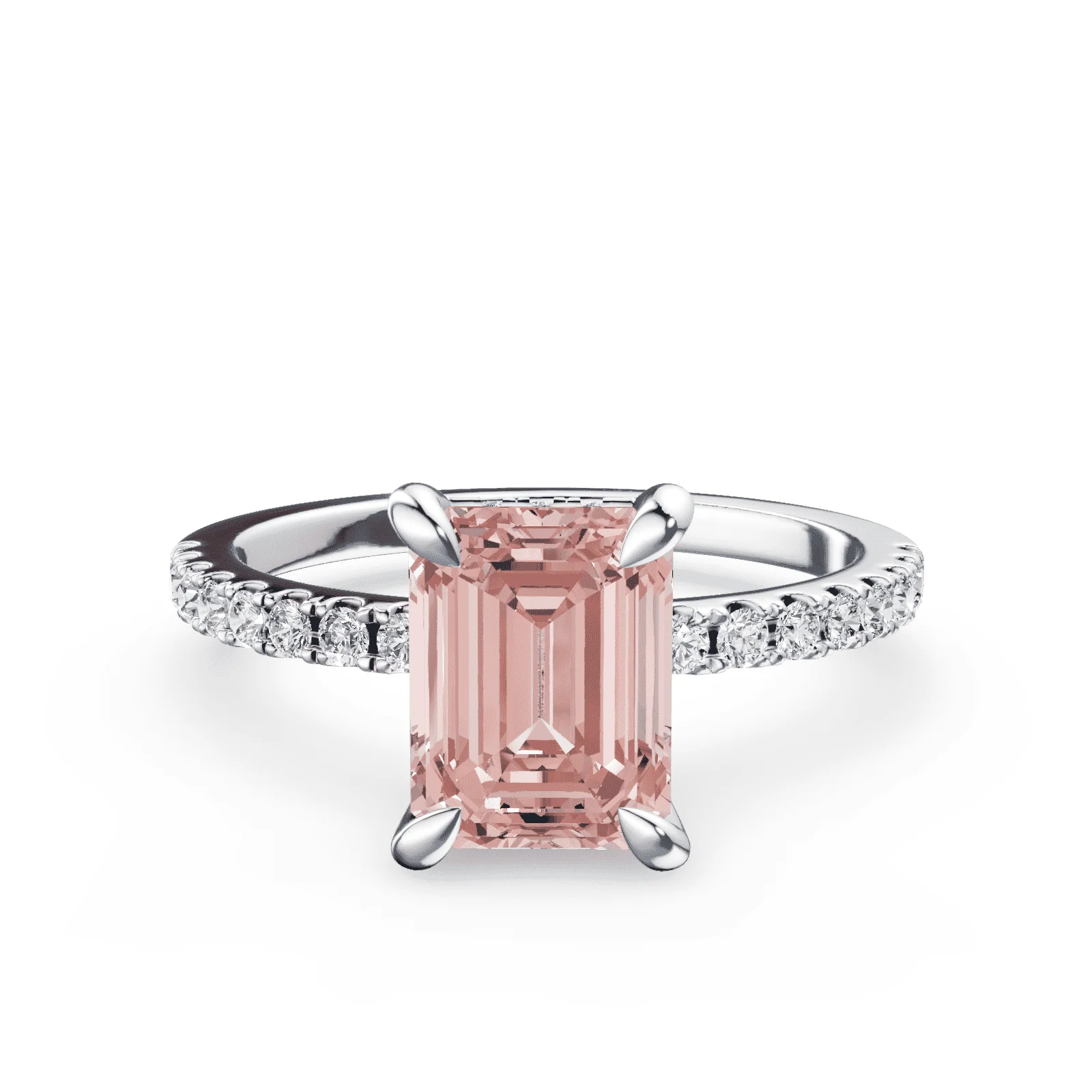 Radiant Cut Low Profile Pink Pave Ring