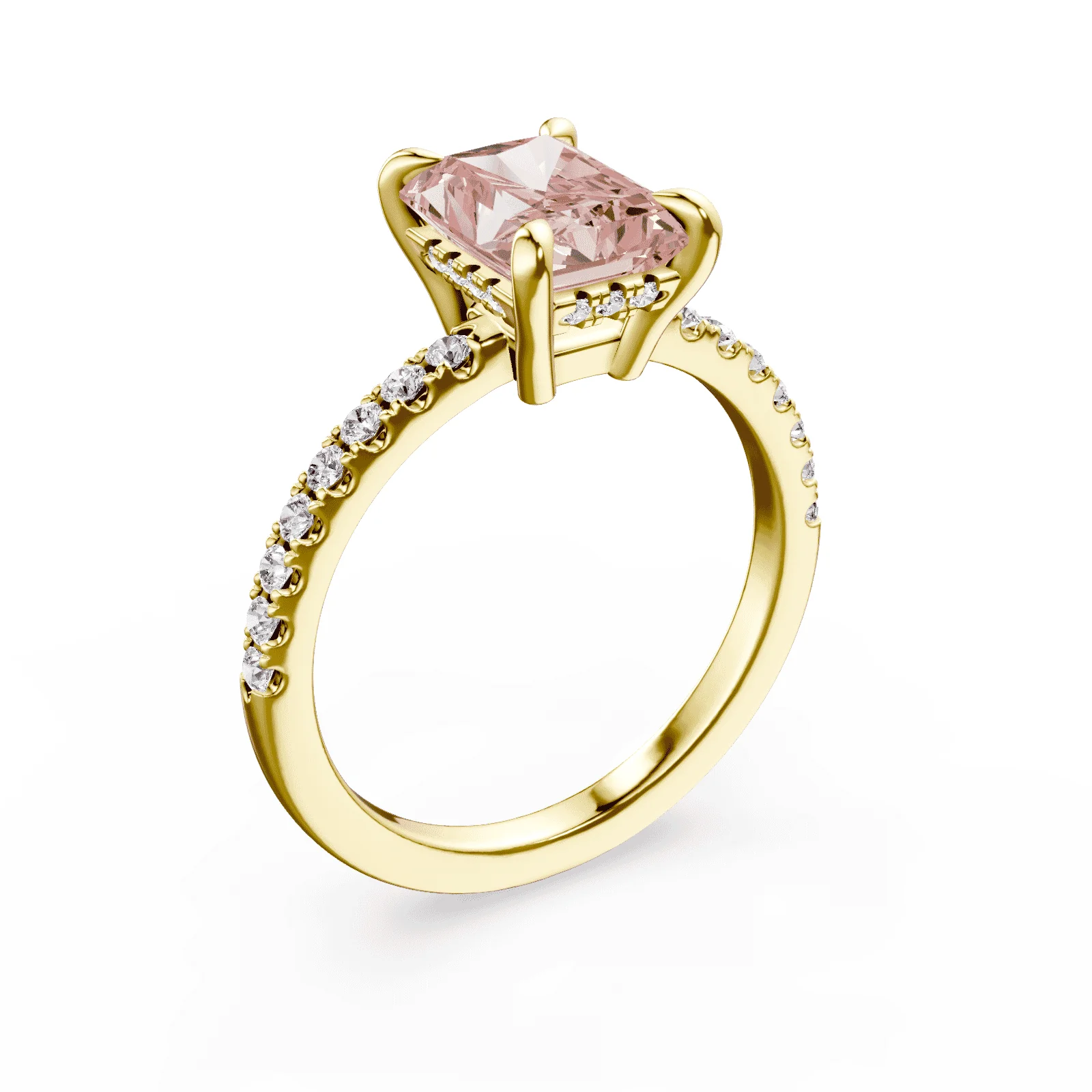 Radiant Cut Low Profile Pink Pave Ring - Image 2