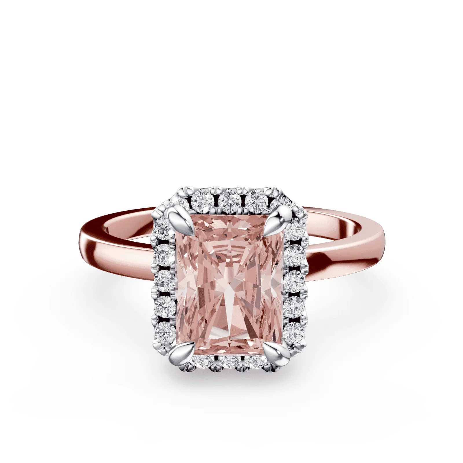 Radiant Cut Halo Pink Diamond Ring