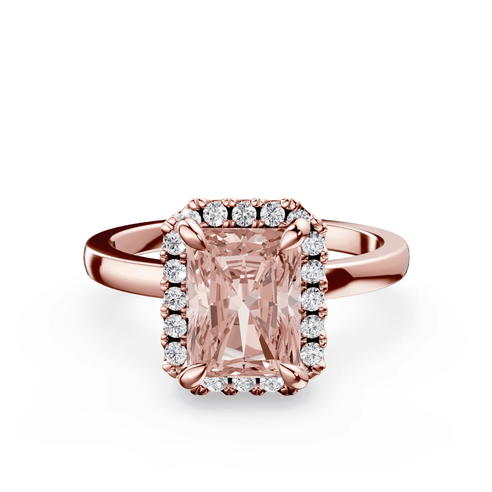 Radiant Cut Halo Pink Diamond Ring