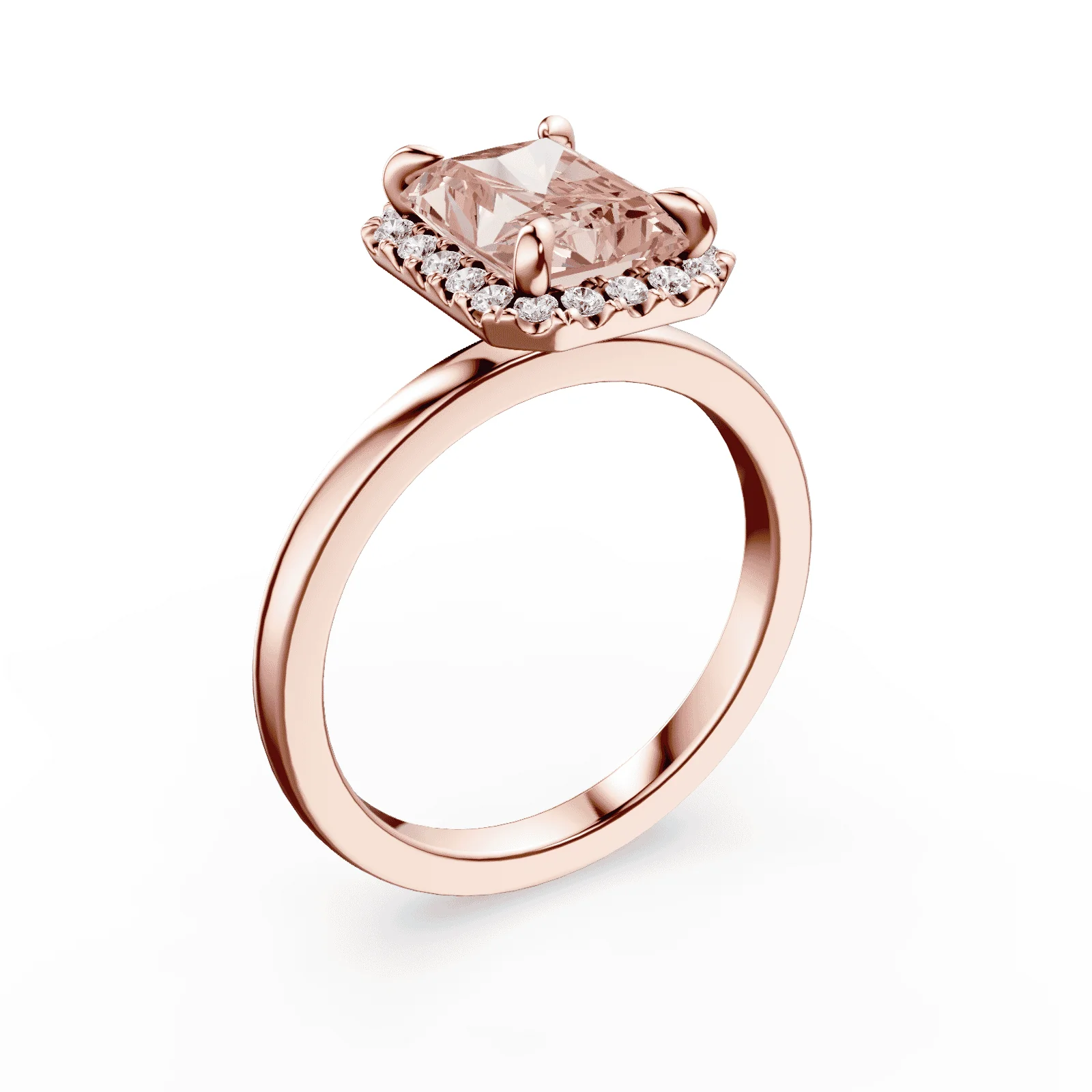 Radiant Cut Halo Pink Diamond Ring - Image 2