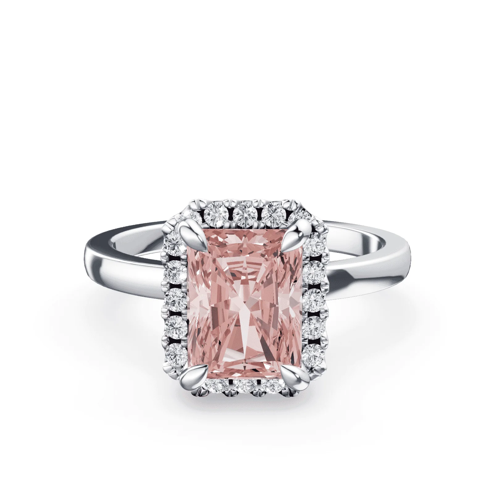 Radiant Cut Halo Pink Diamond Ring