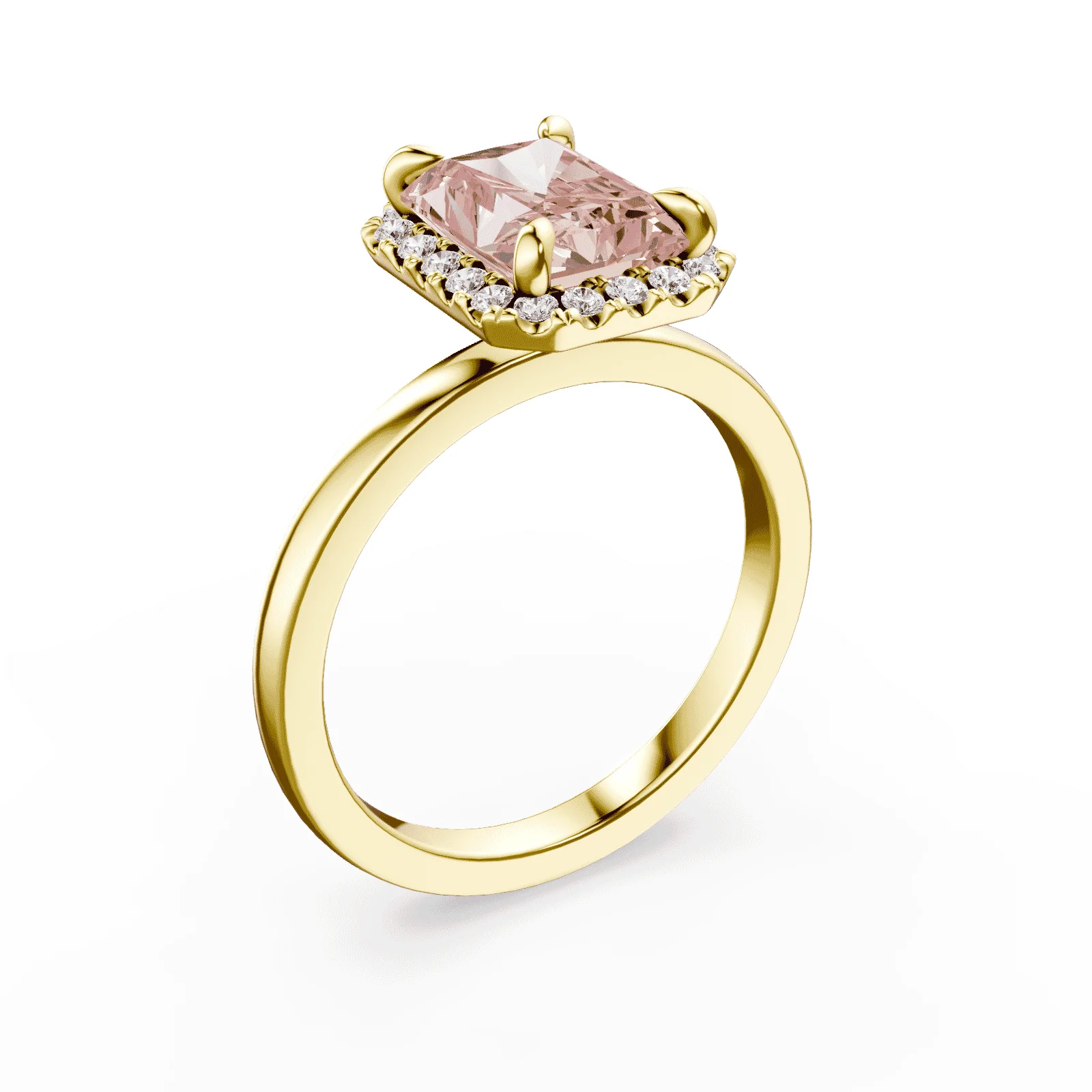 Radiant Cut Halo Pink Diamond Ring - Image 2