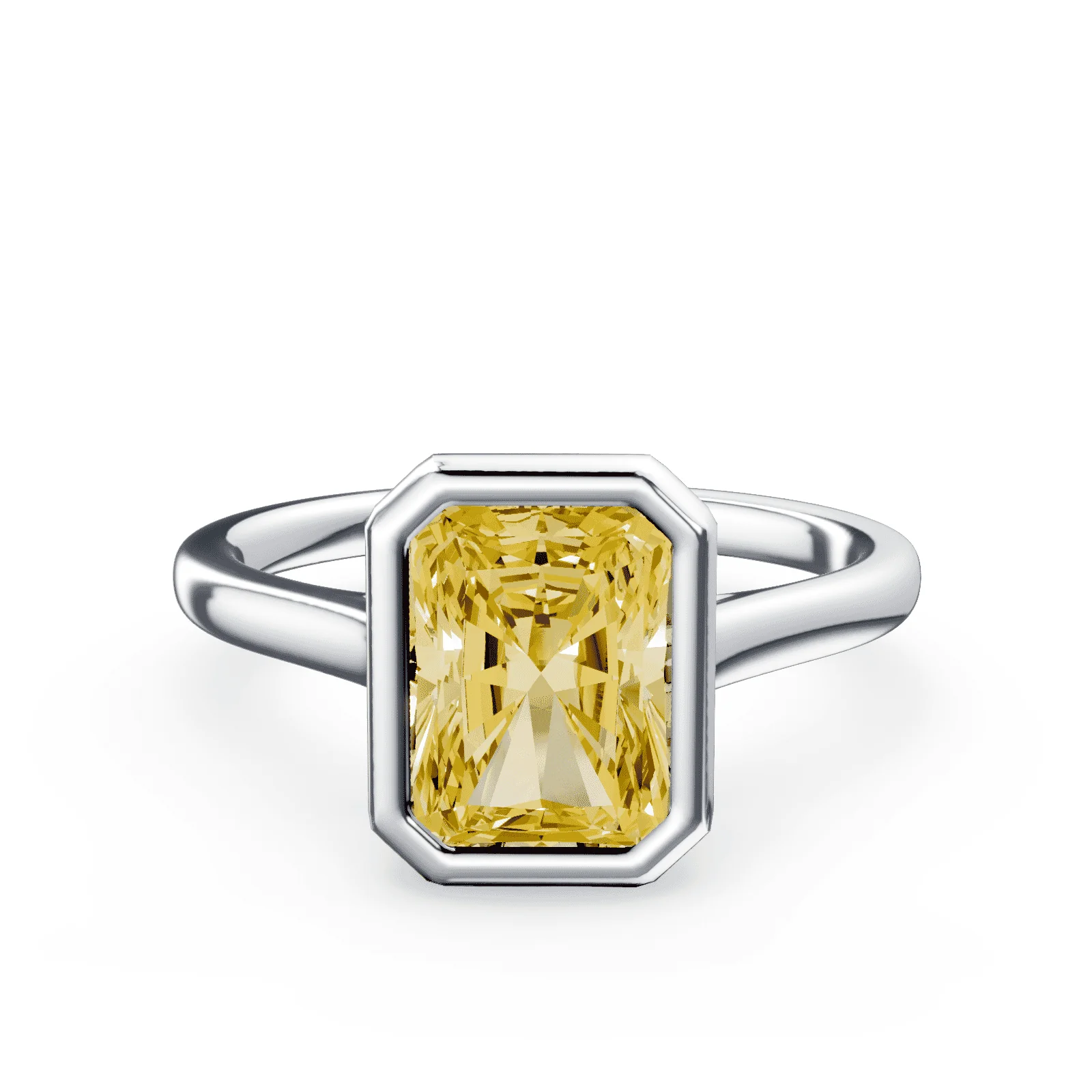 Radiant Cut Cathedral Bezel Yellow Diamond Ring