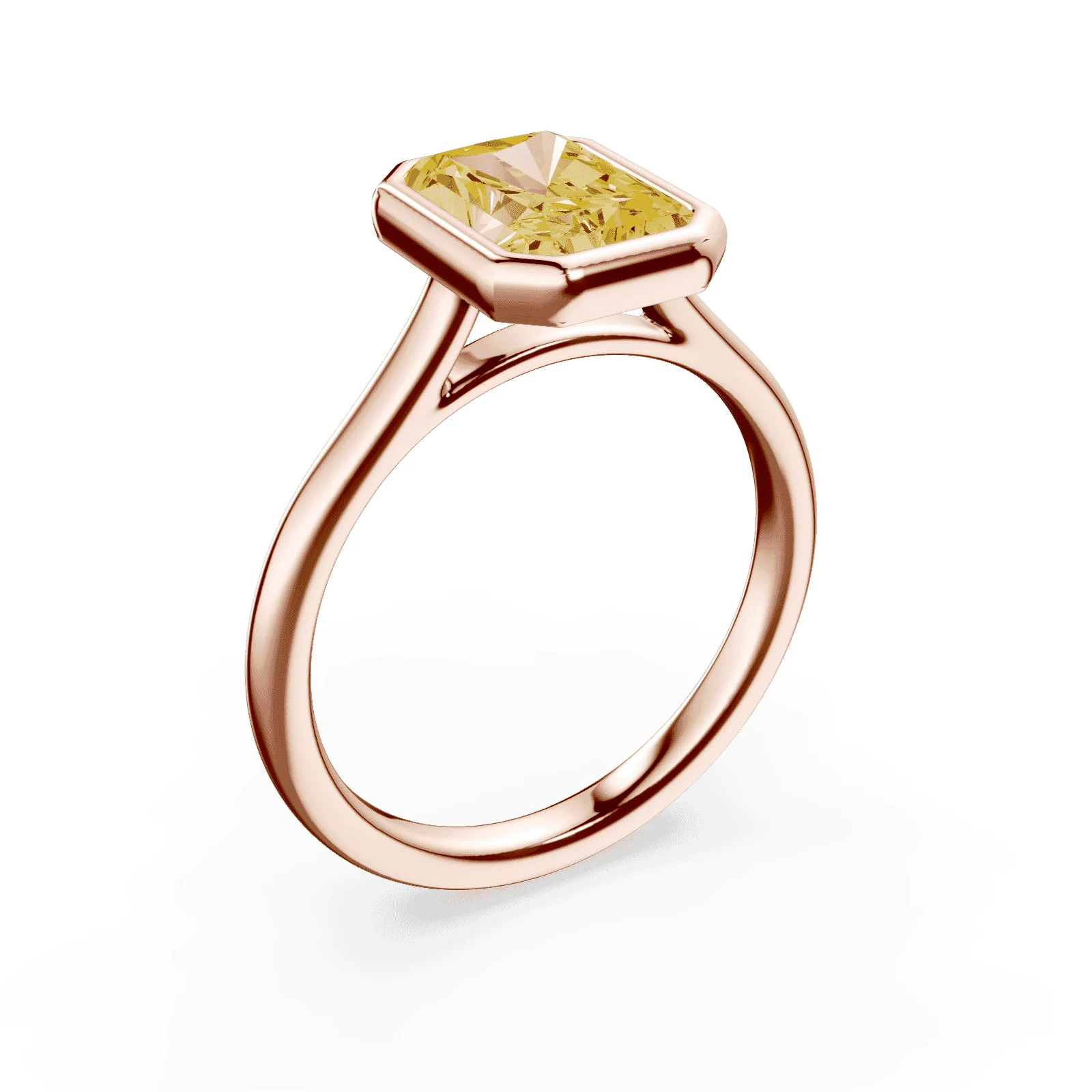 Radiant Cut Cathedral Bezel Yellow Diamond Ring - Image 2