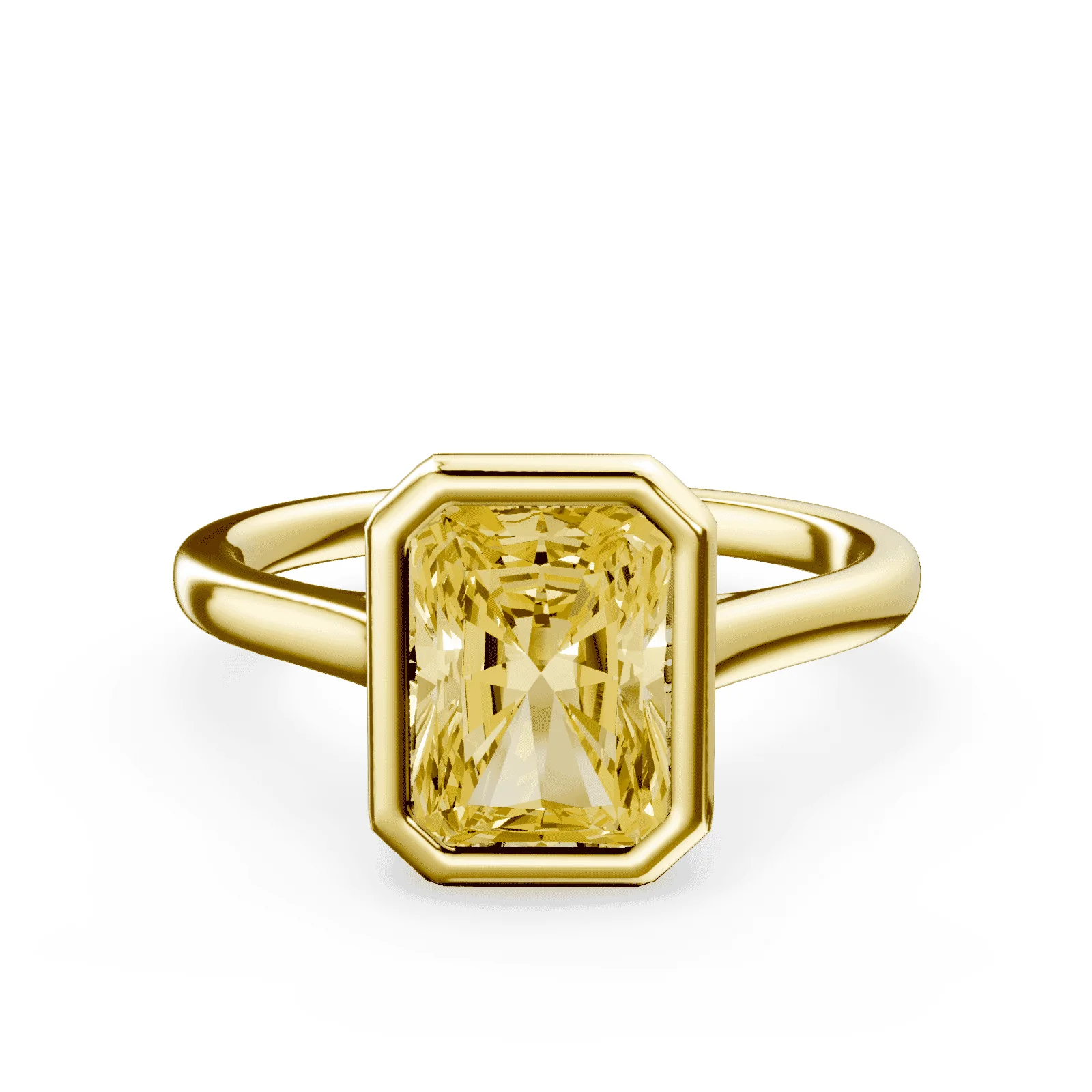 Radiant Cut Cathedral Bezel Yellow Diamond Ring