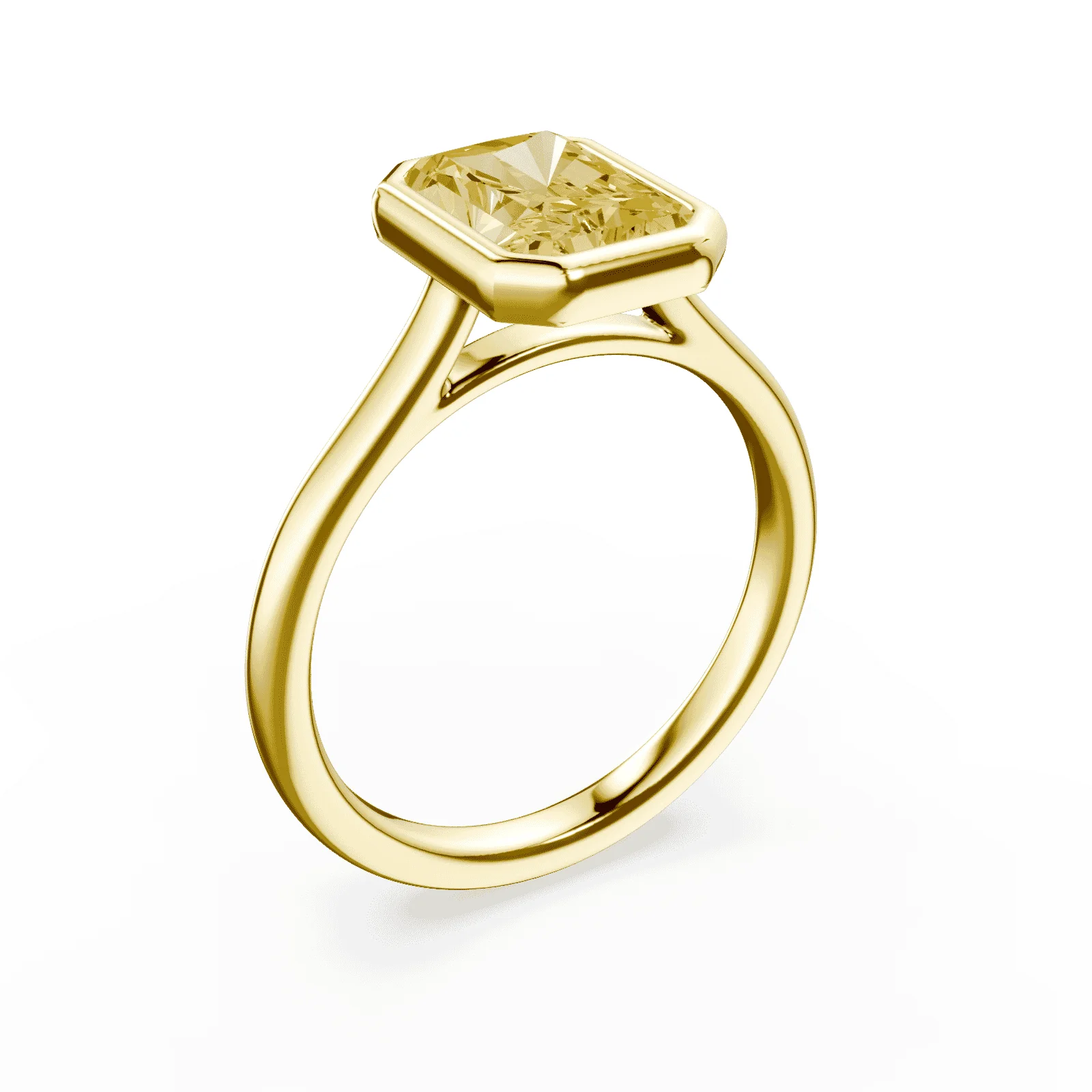 Radiant Cut Cathedral Bezel Yellow Diamond Ring - Image 2
