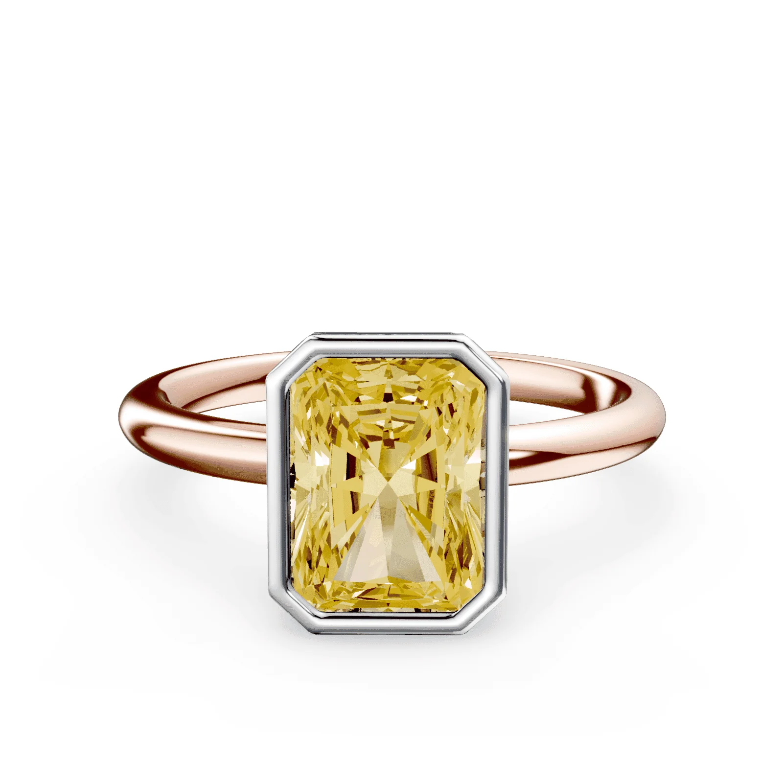 Radiant Cut Bezel Yellow Diamond Ring