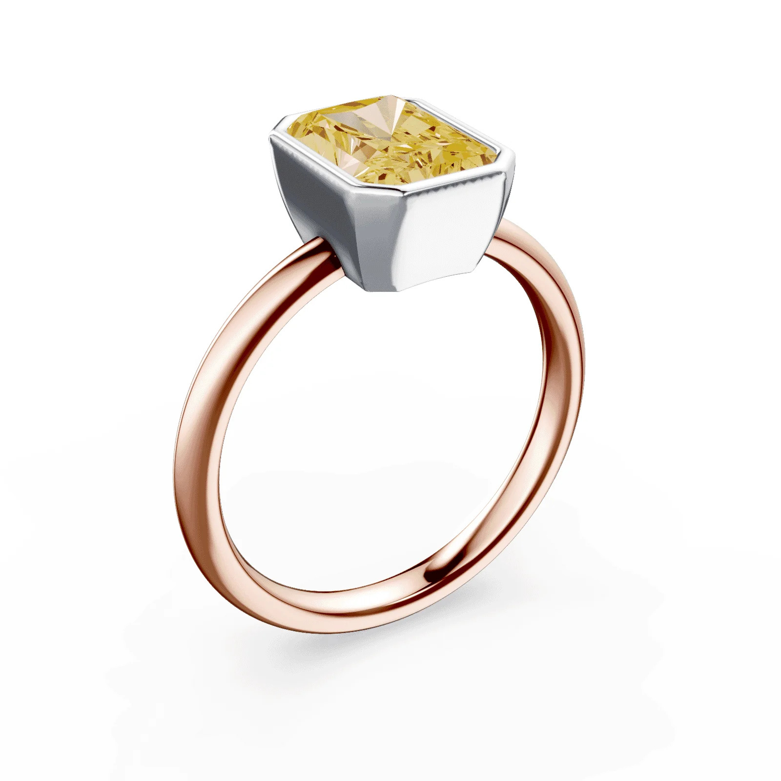 Radiant Cut Bezel Yellow Diamond Ring - Image 2