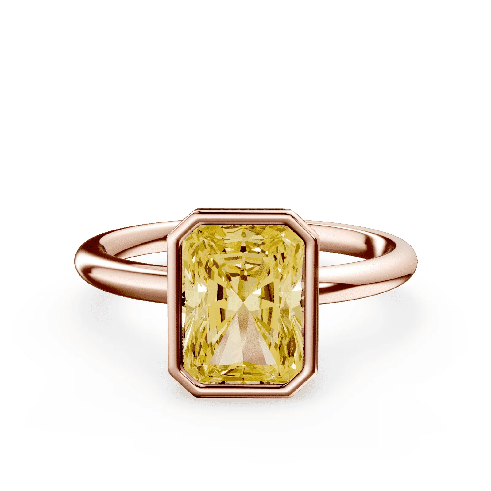 Radiant Cut Bezel Yellow Diamond Ring