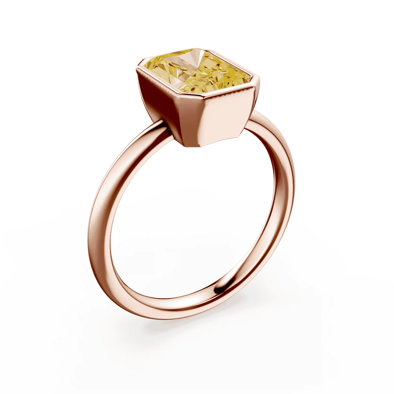 Radiant Cut Bezel Yellow Diamond Ring - Image 2