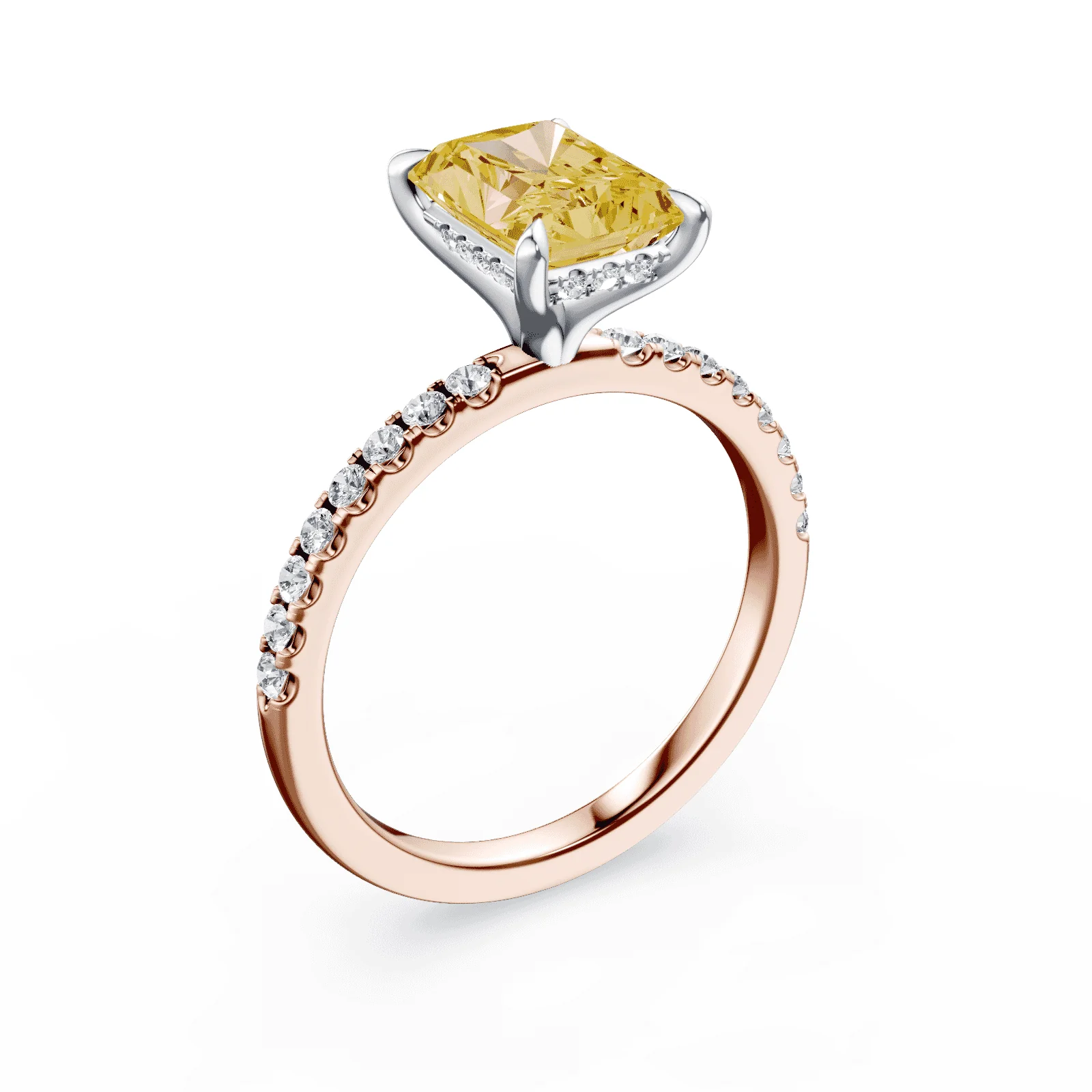 Radiant Cut Yellow Diamond Pave Ring - Image 2