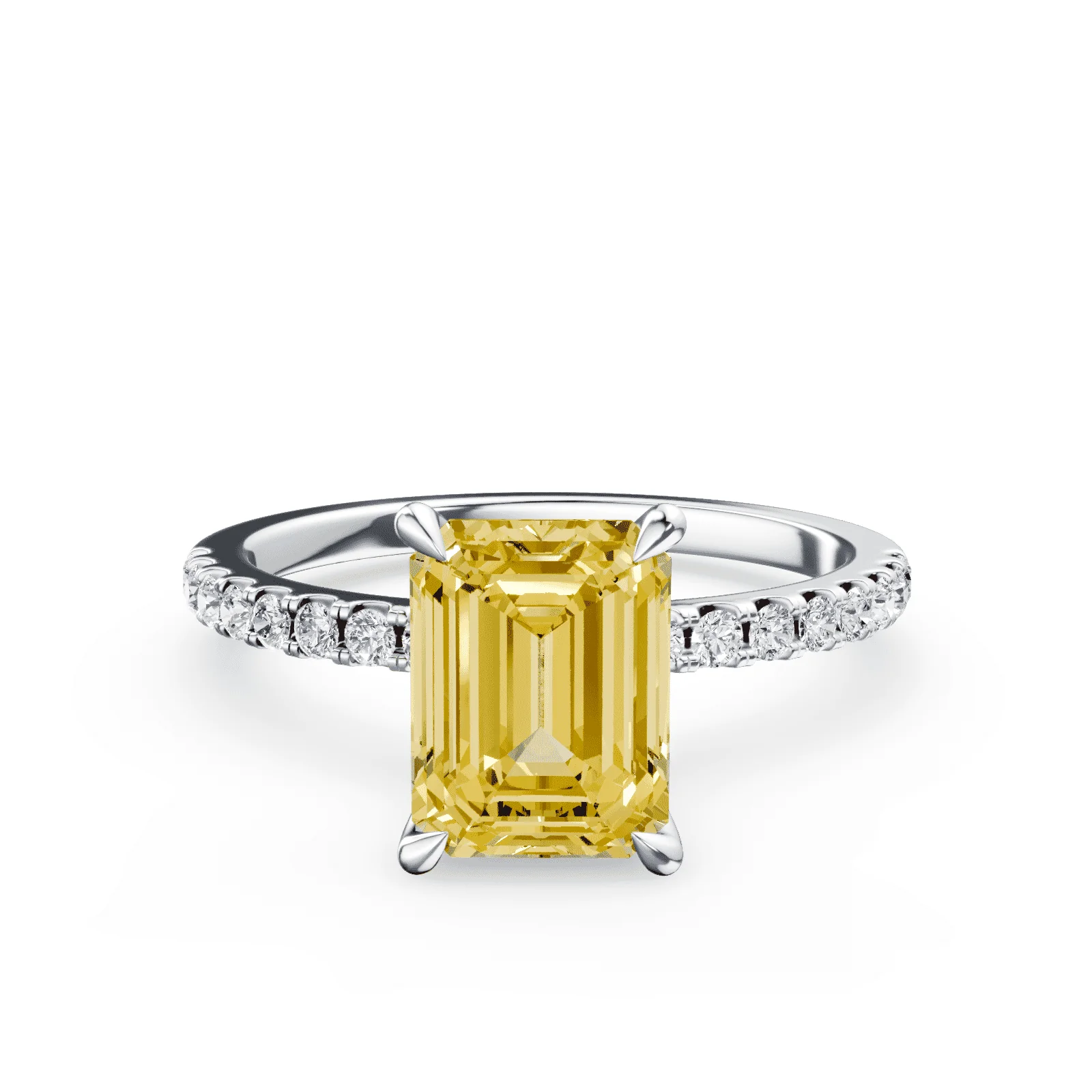 Radiant Cut Yellow Diamond Pave Ring