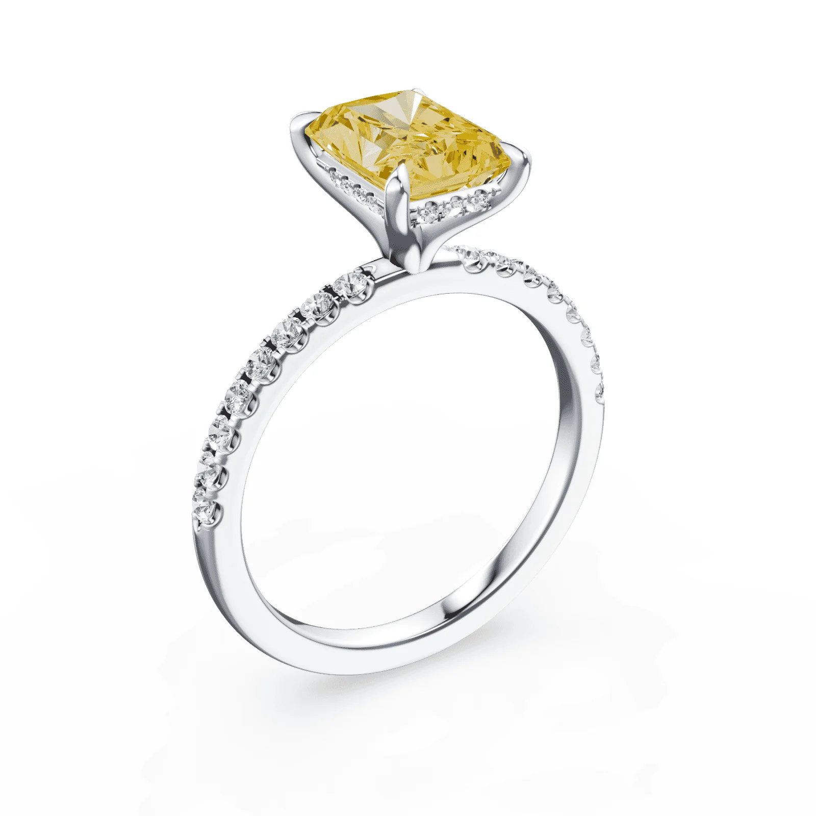 Radiant Cut Yellow Diamond Pave Ring - Image 2