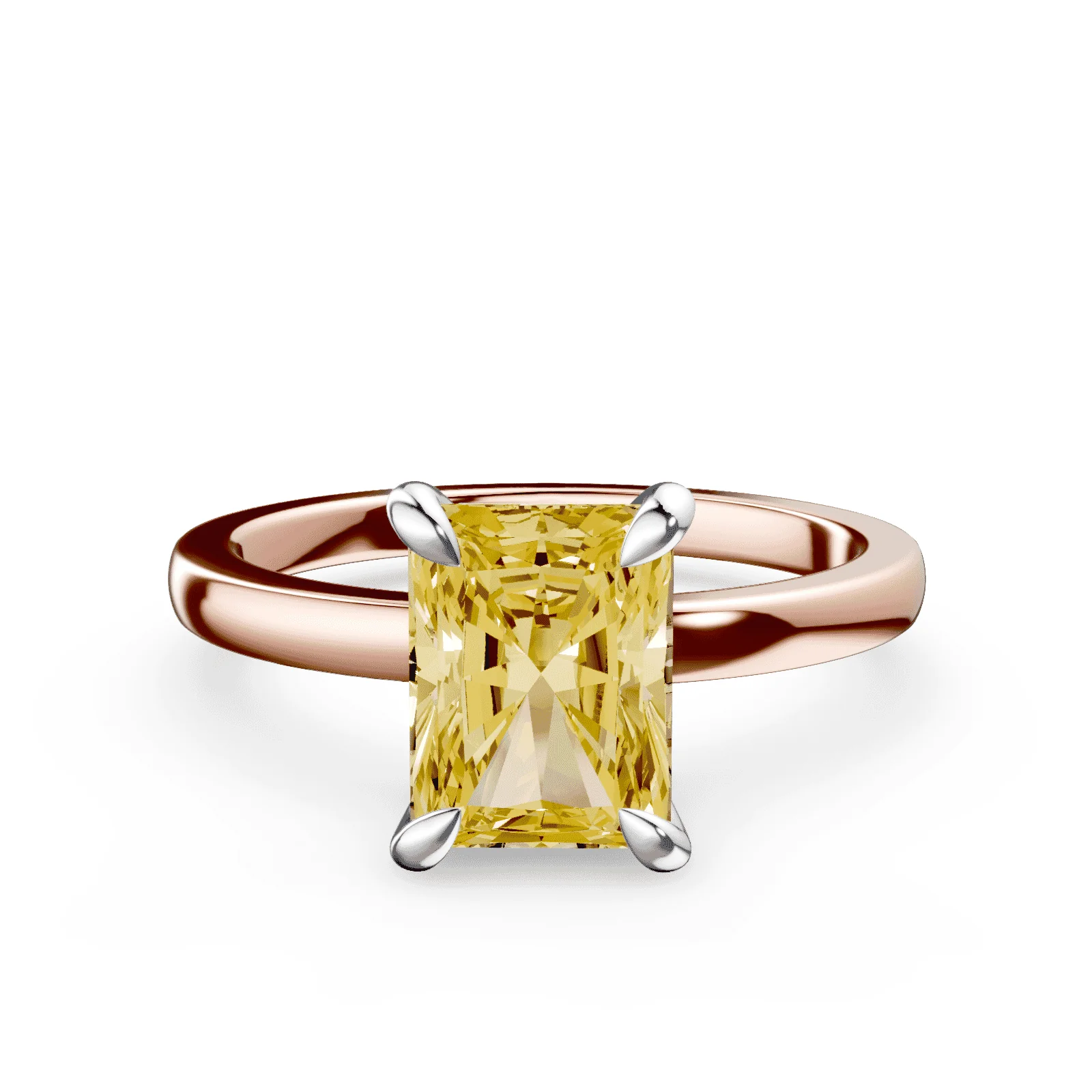 Radiant Cut Low Profile Yellow Diamond Ring