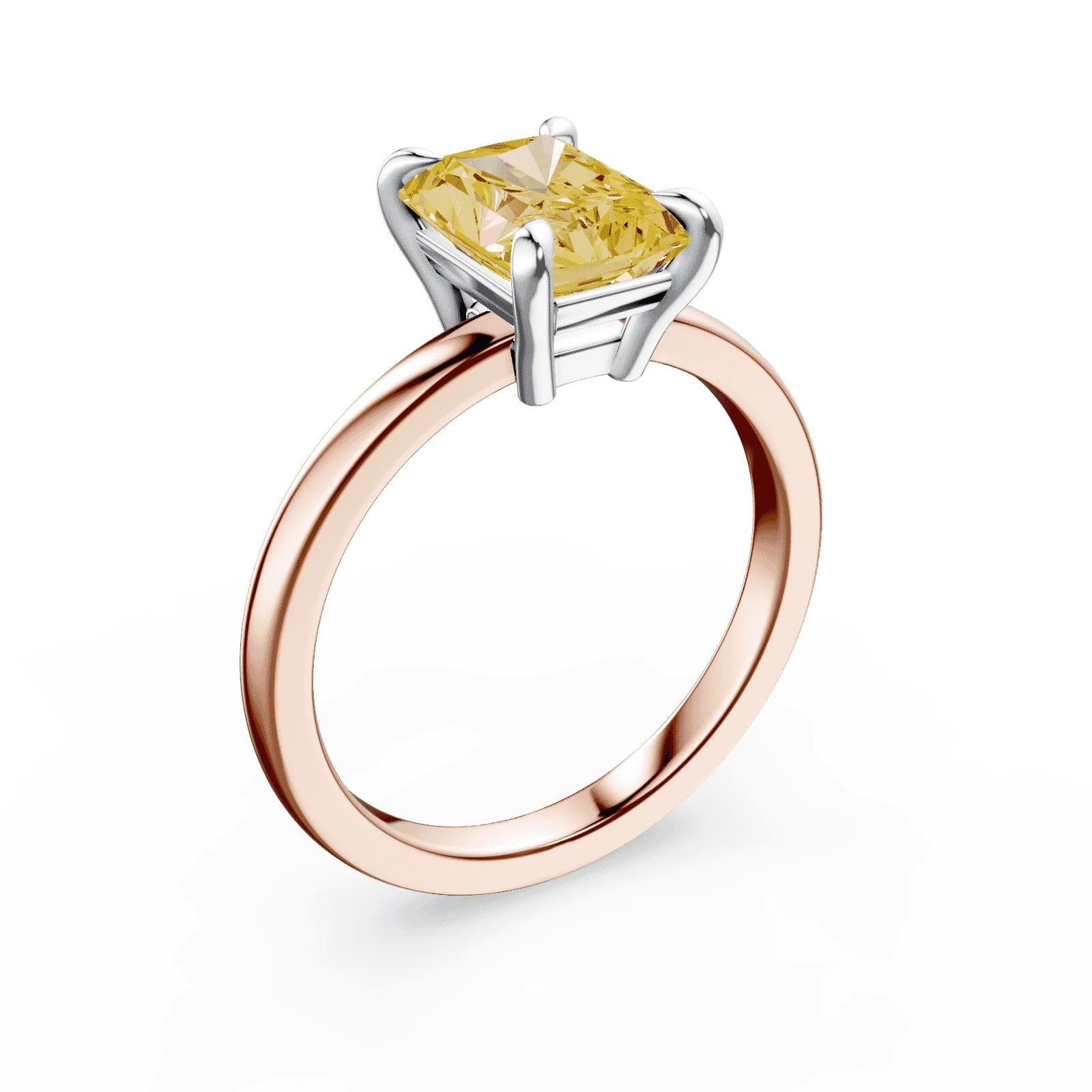 Radiant Cut Low Profile Yellow Diamond Ring - Image 2