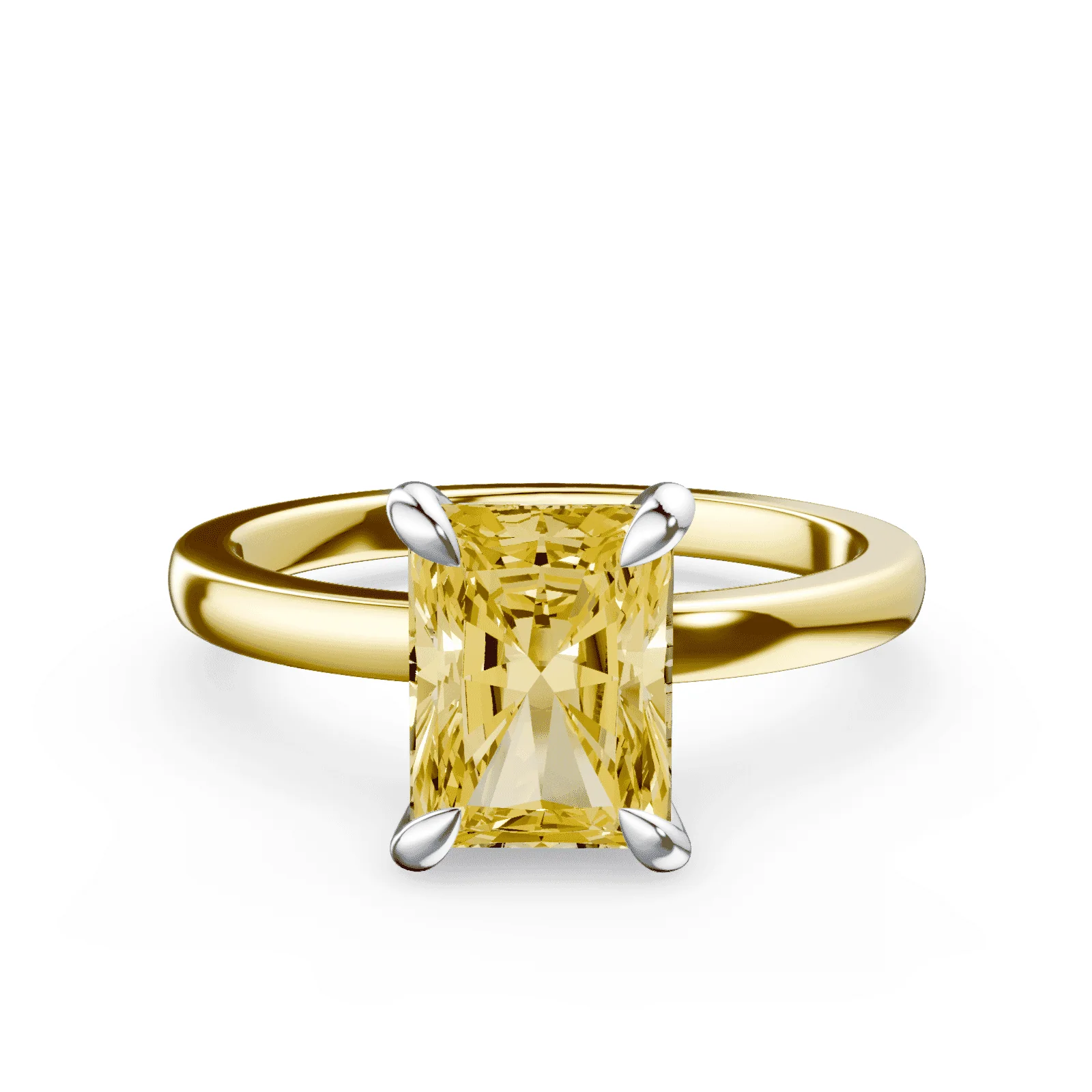 Radiant Cut Low Profile Yellow Diamond Ring