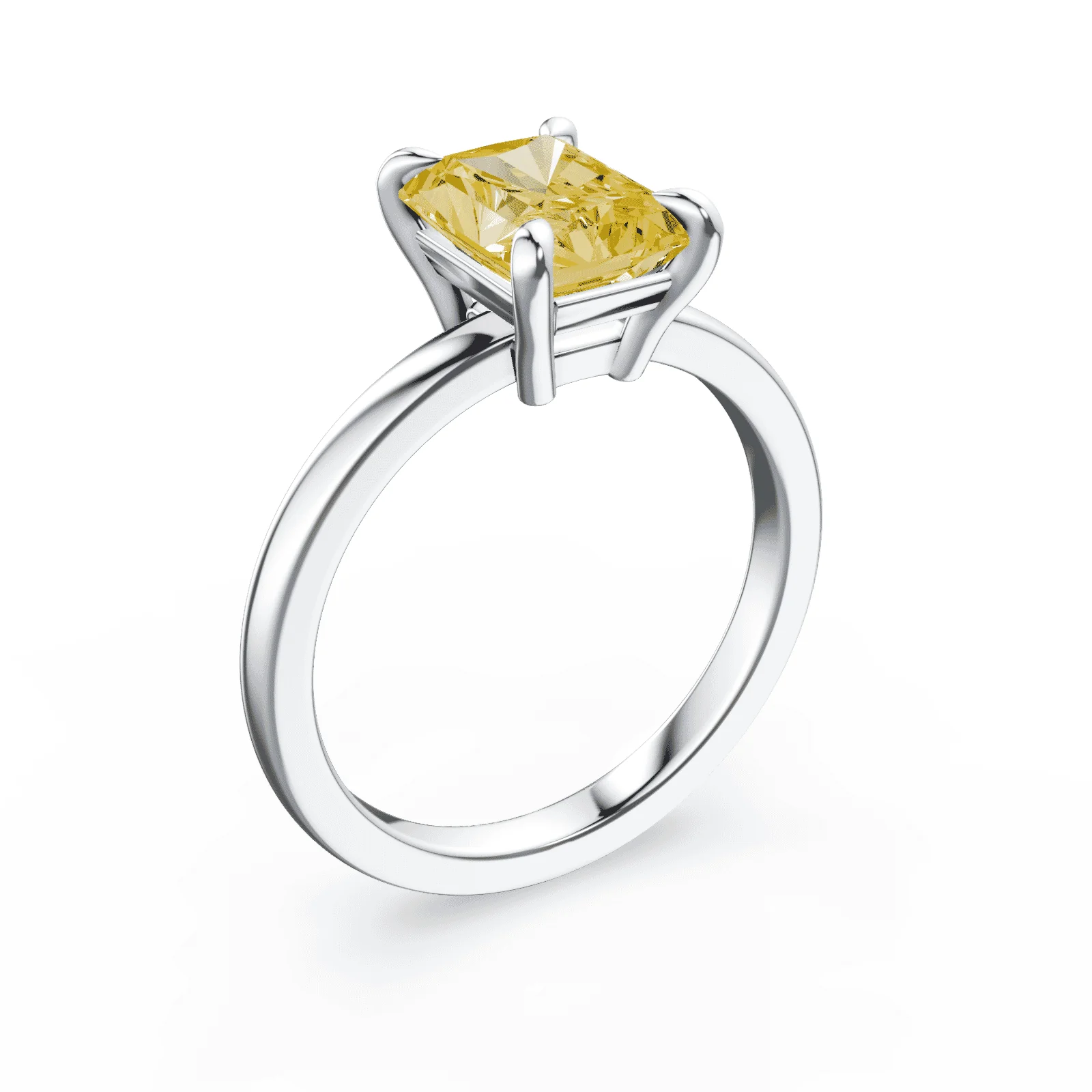 Radiant Cut Low Profile Yellow Diamond Ring - Image 2