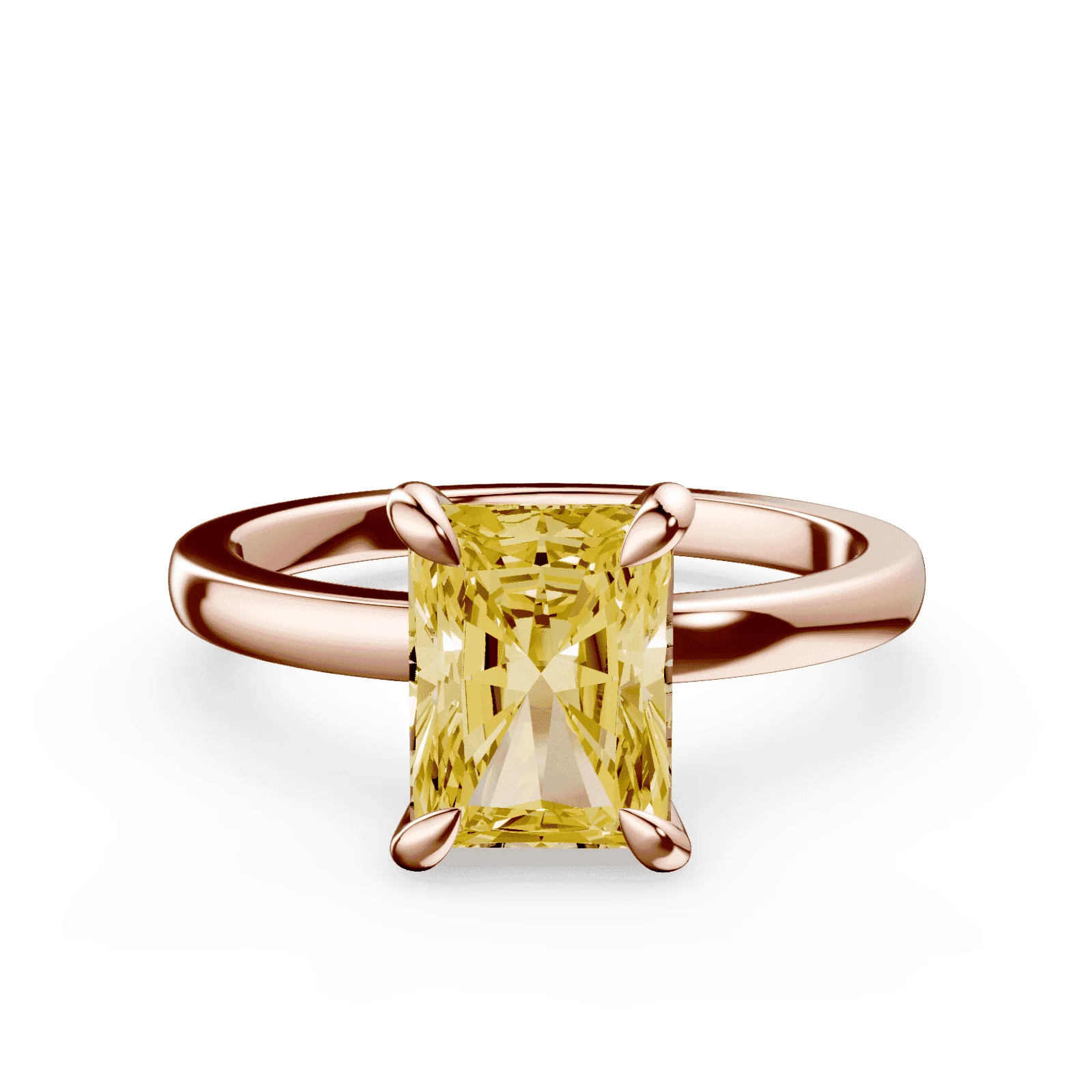 Radiant Cut Low Profile Yellow Diamond Ring