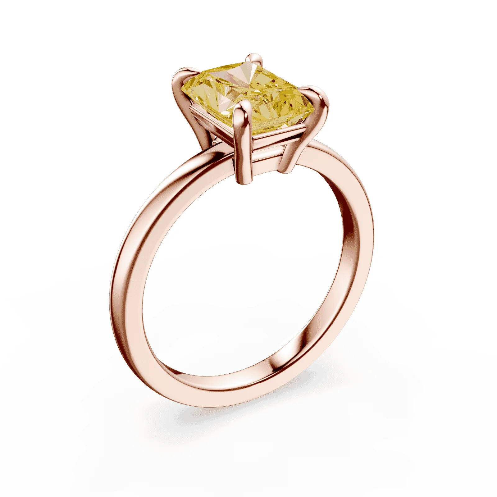 Radiant Cut Low Profile Yellow Diamond Ring - Image 2