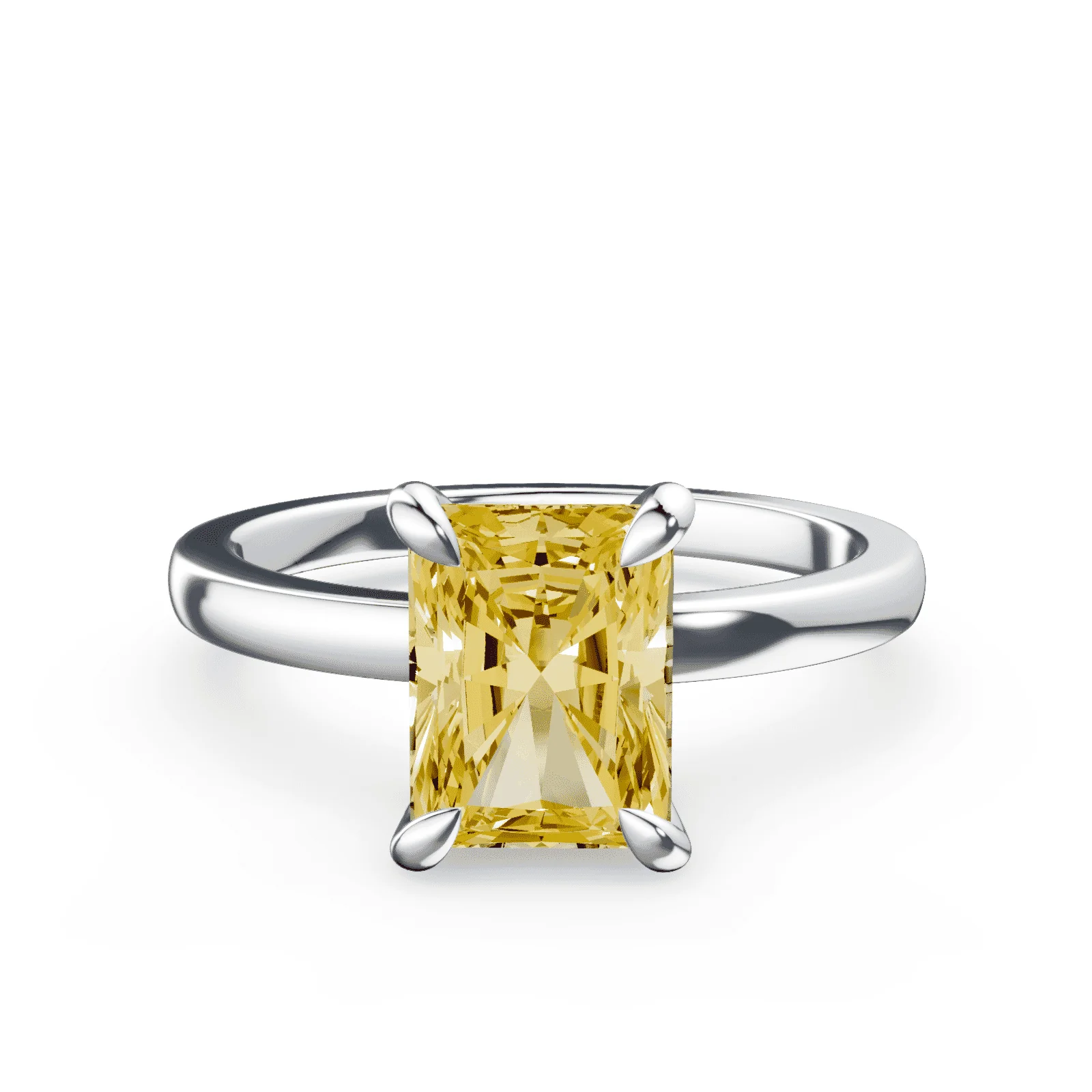 Radiant Cut Low Profile Yellow Diamond Ring